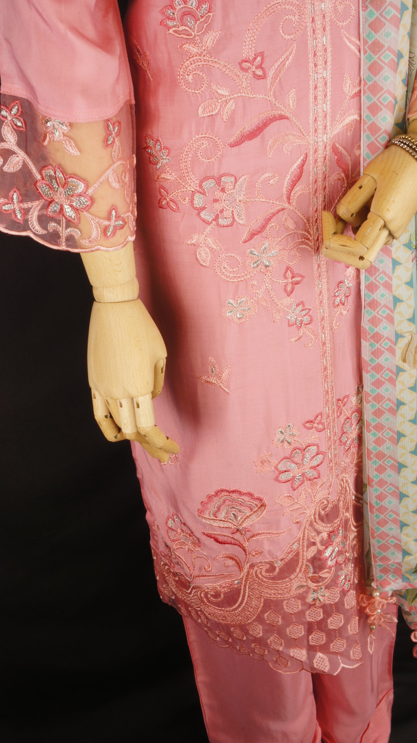 Blush Pink Muslin & Chinnon 3-Piece Suit