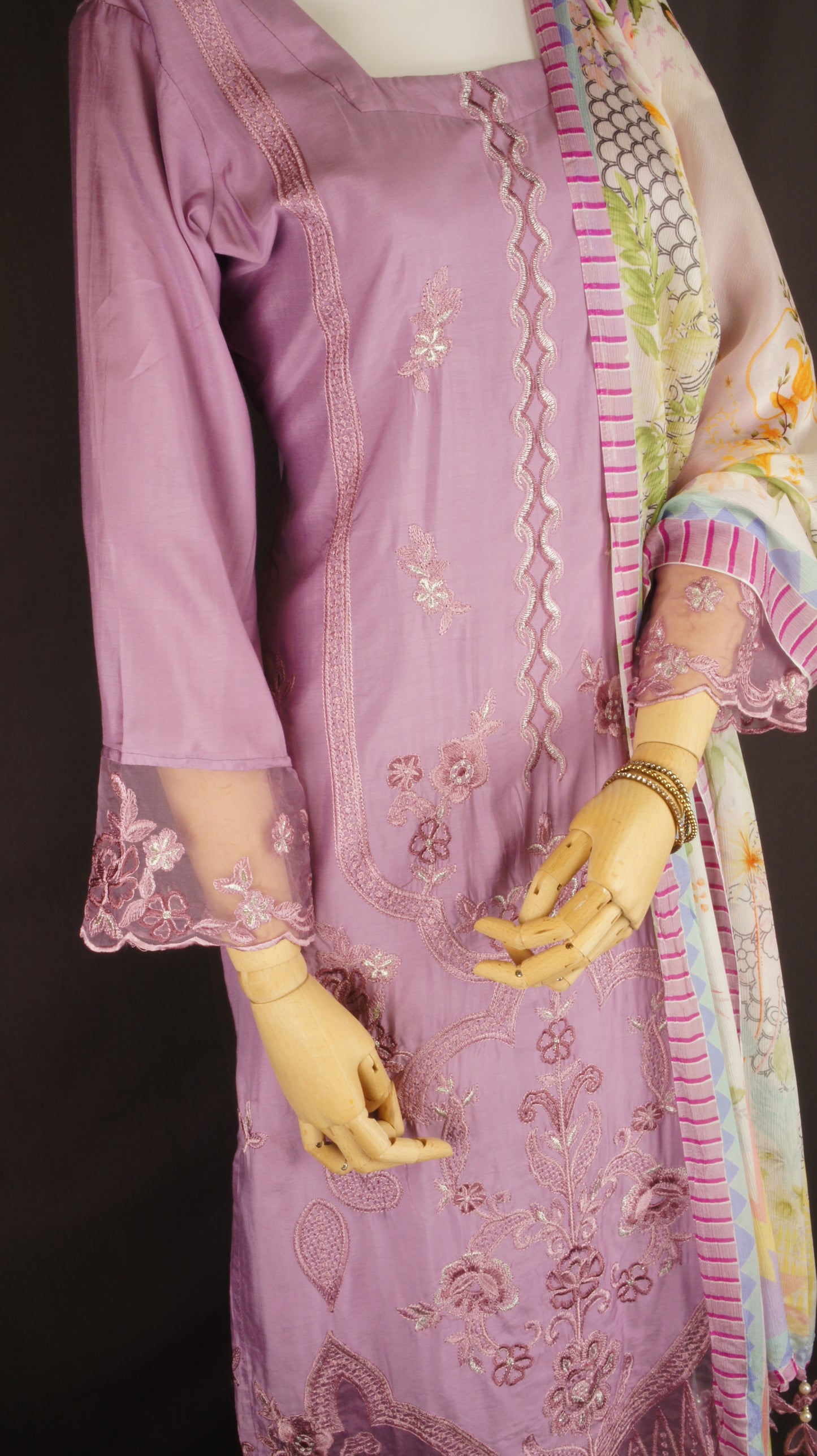 Graceful Mauve Muslin Ensemble