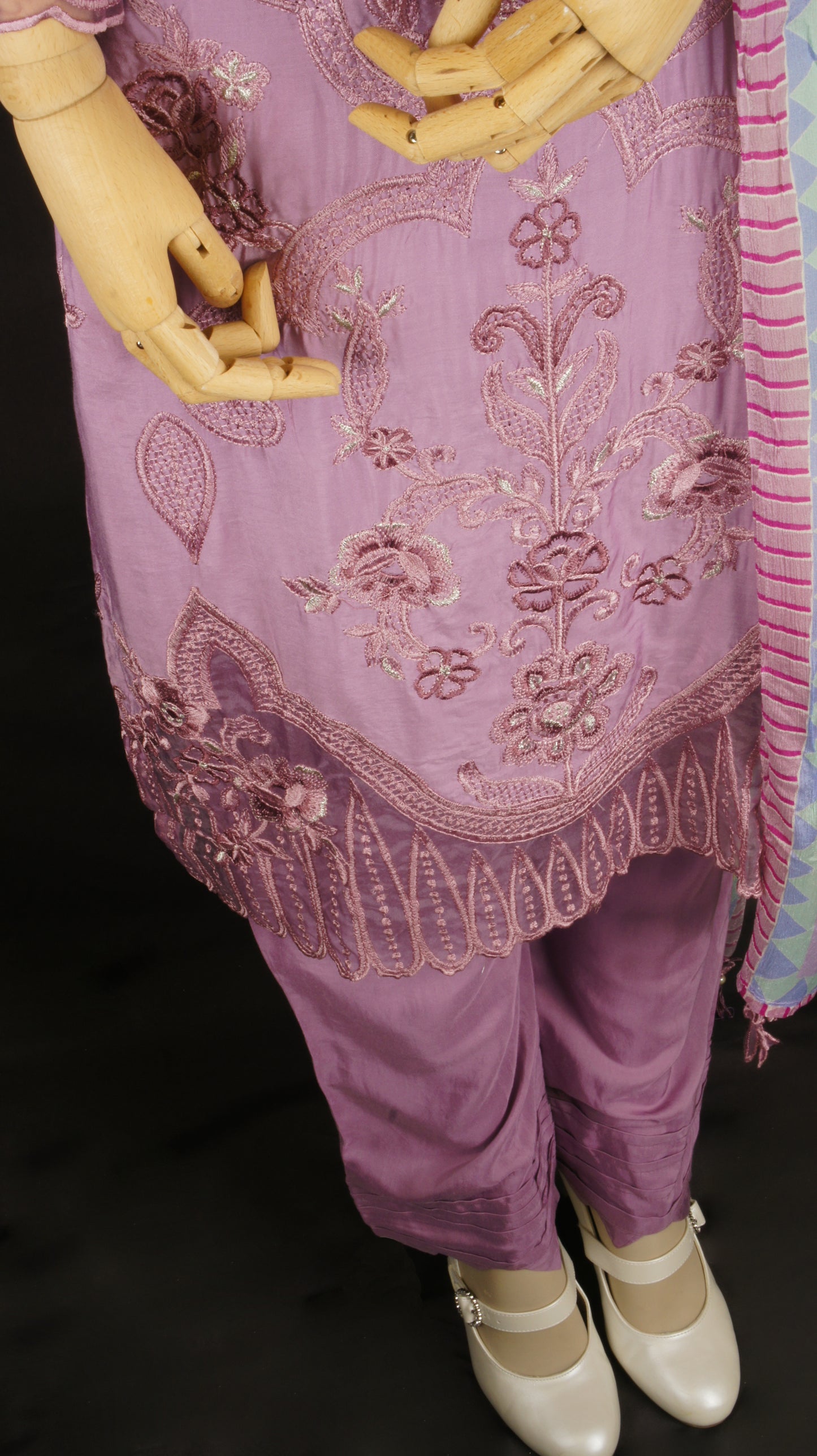Graceful Mauve Muslin Ensemble