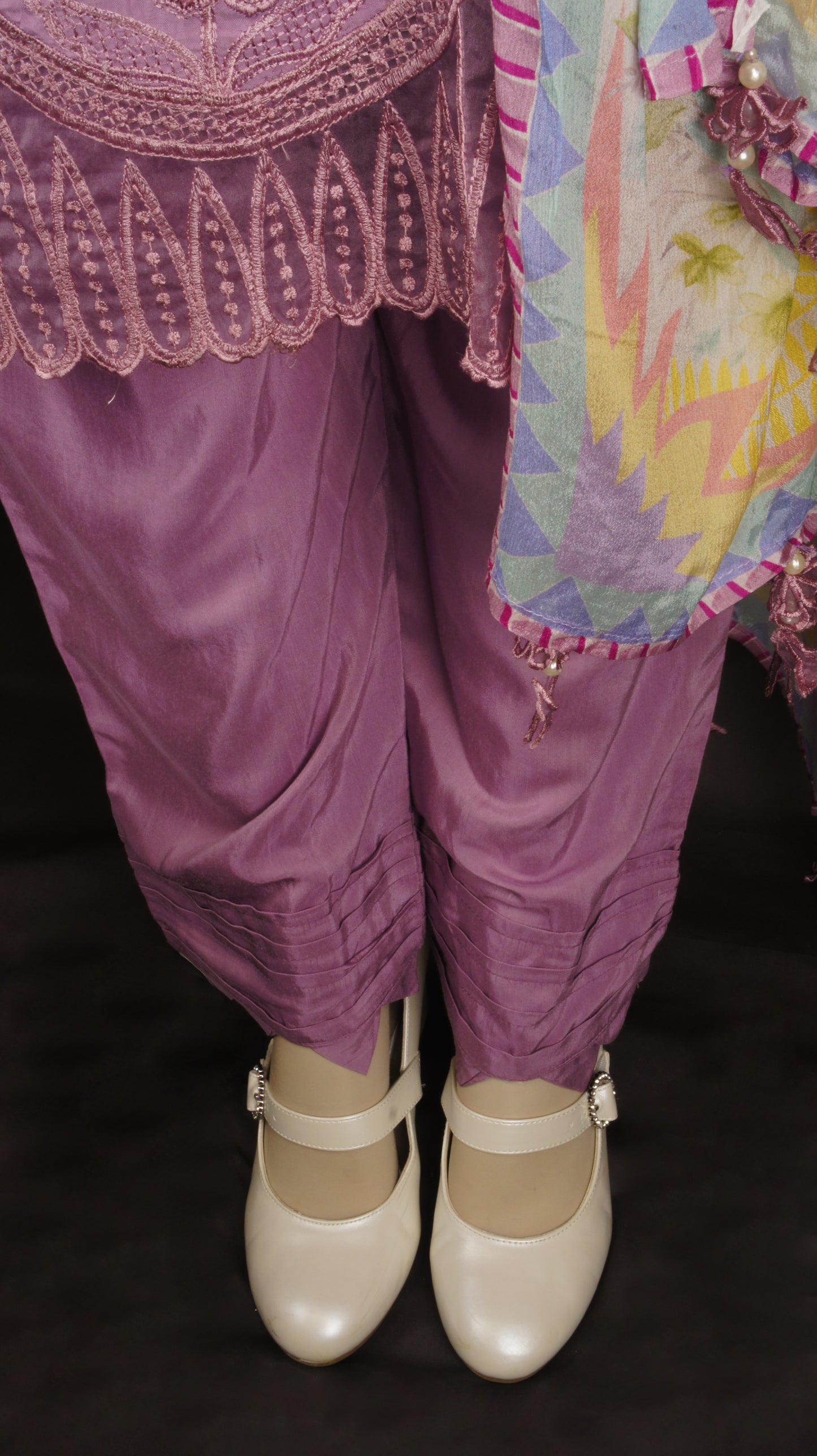 Graceful Mauve Muslin Ensemble