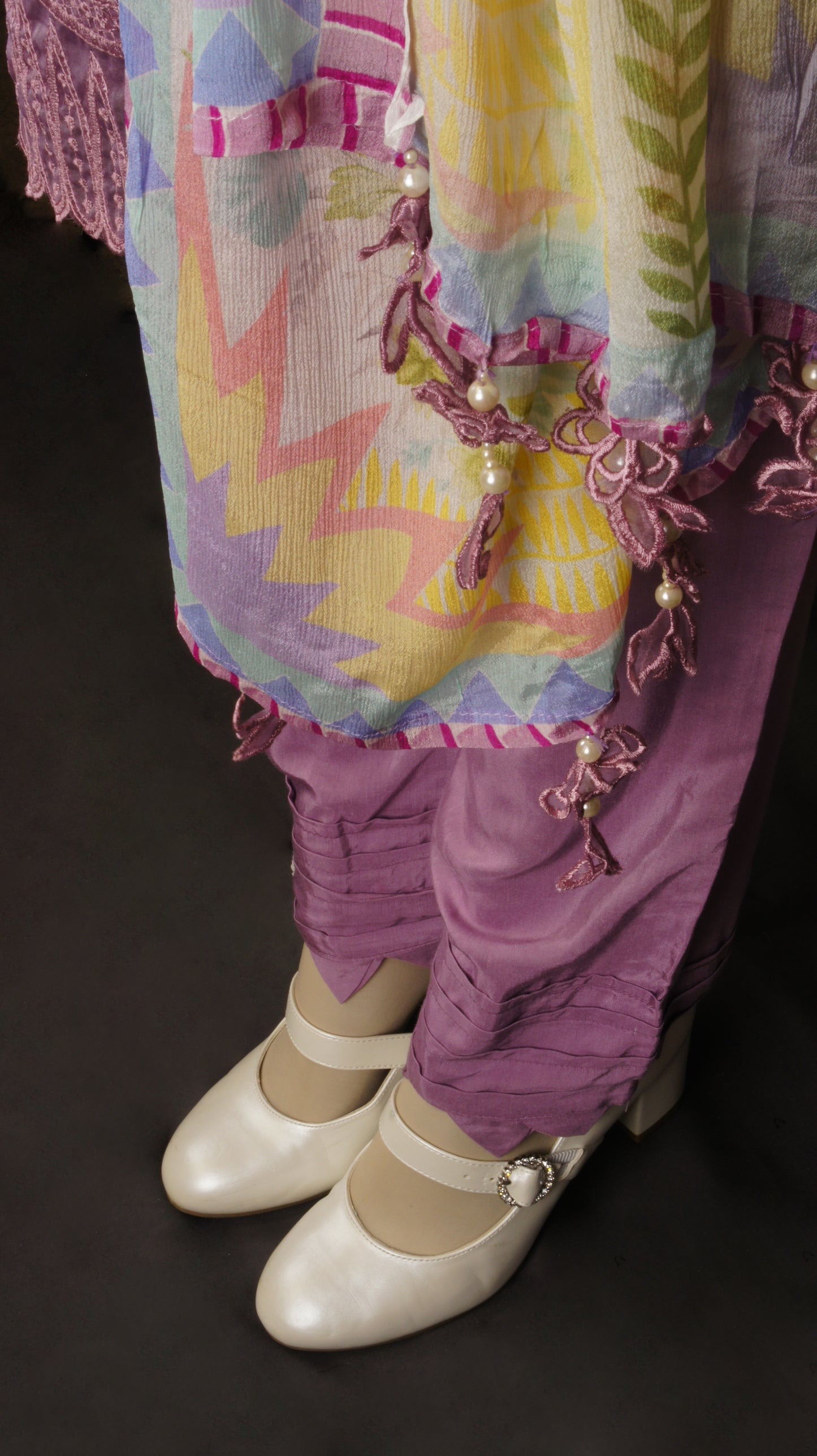 Graceful Mauve Muslin Ensemble