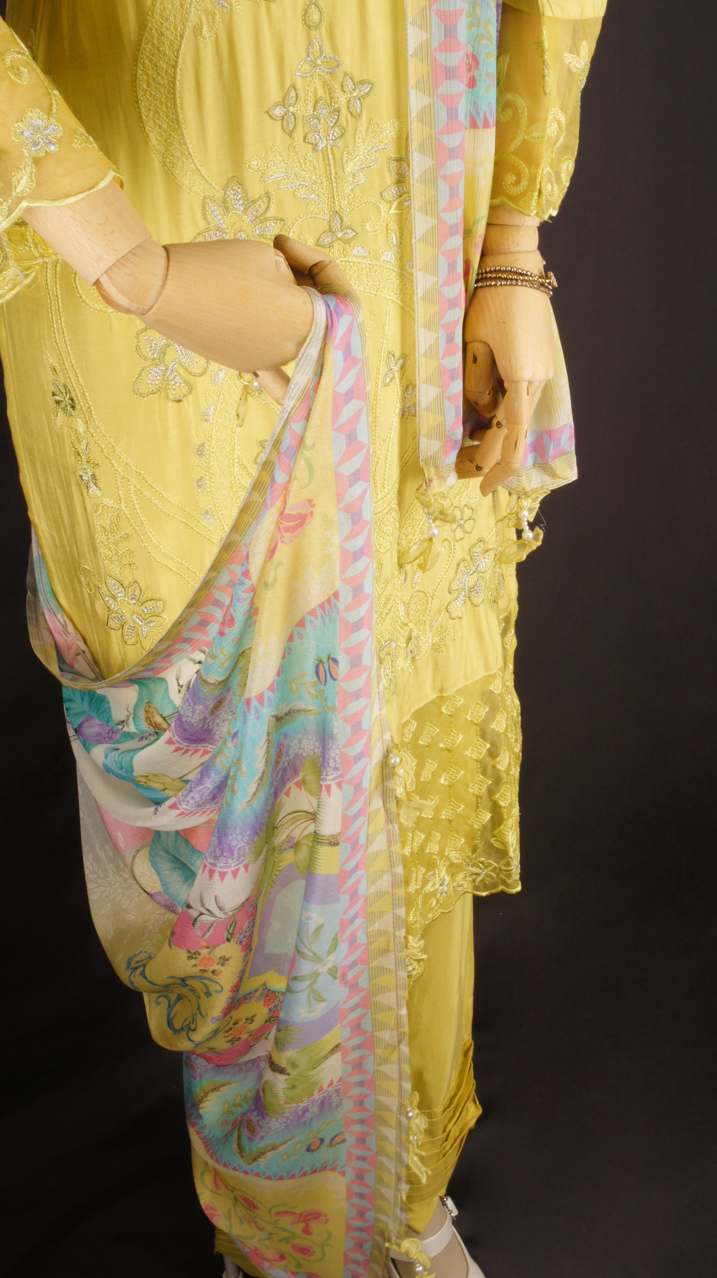 Elegant Mustard Yellow Muslin Ensemble