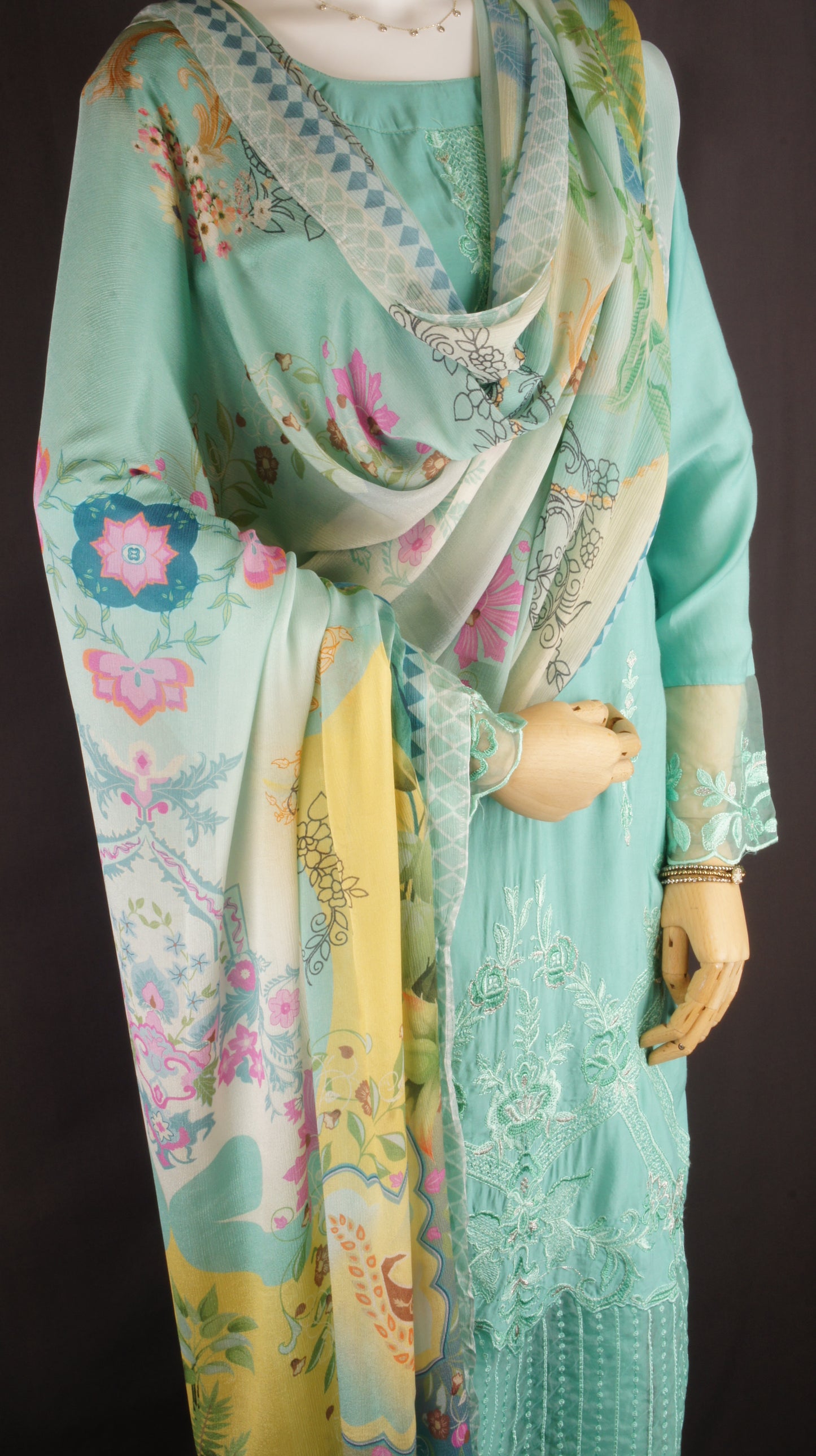 Serene Teal Muslin Ensemble