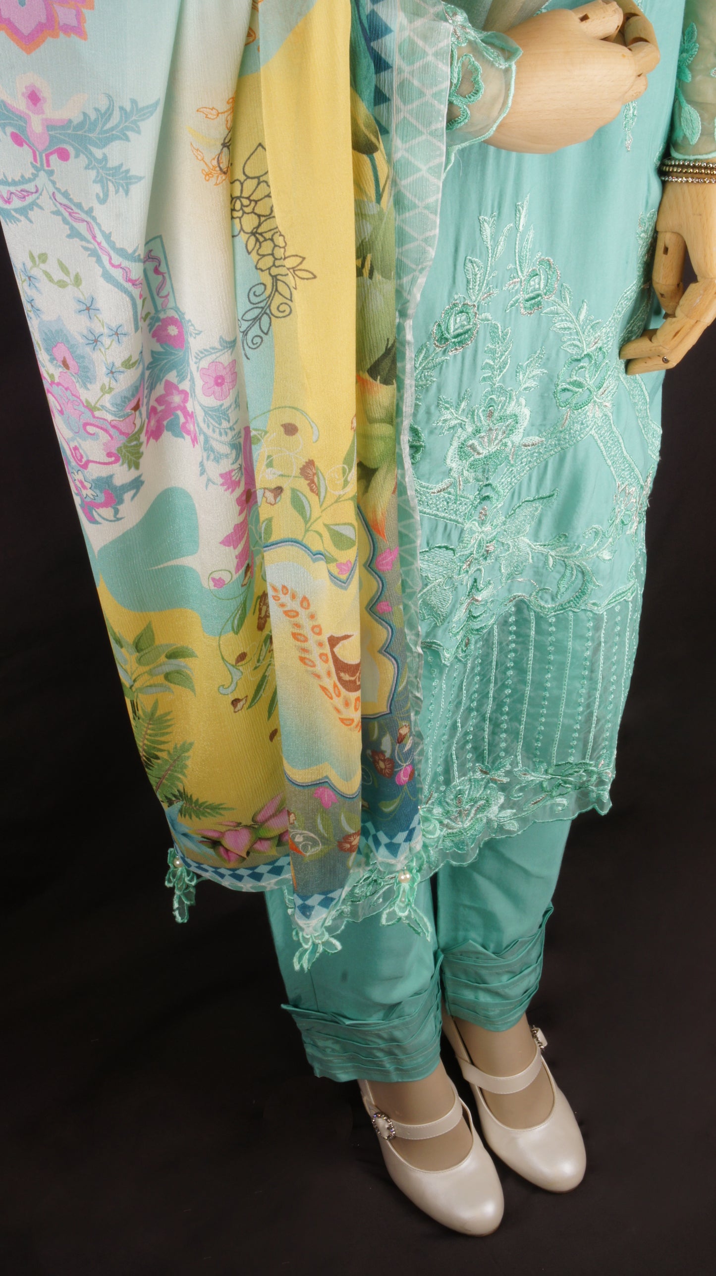 Serene Teal Muslin Ensemble