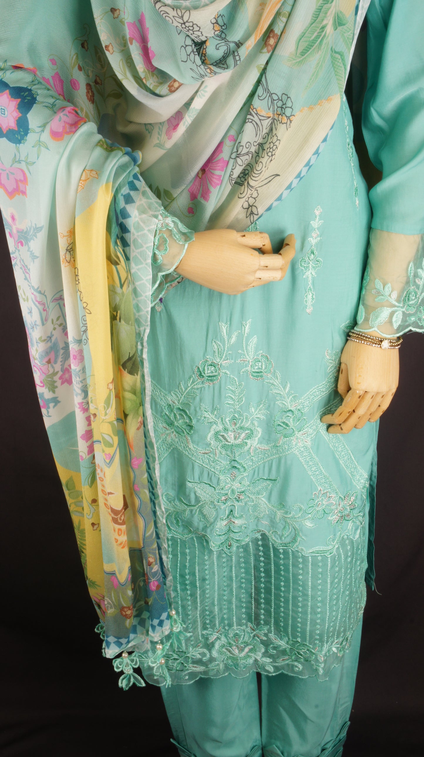 Serene Teal Muslin Ensemble
