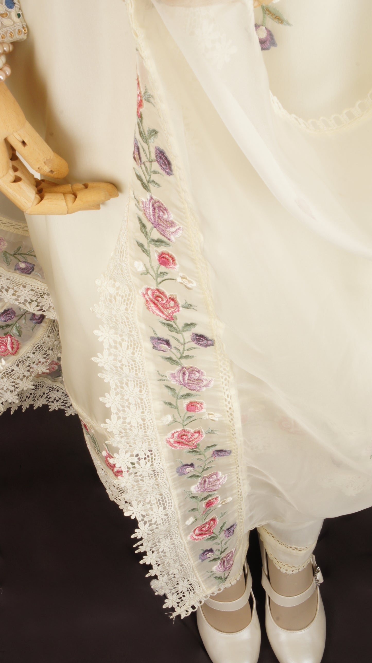 Elegant Embroidered Organza Silk 3-Piece Suit