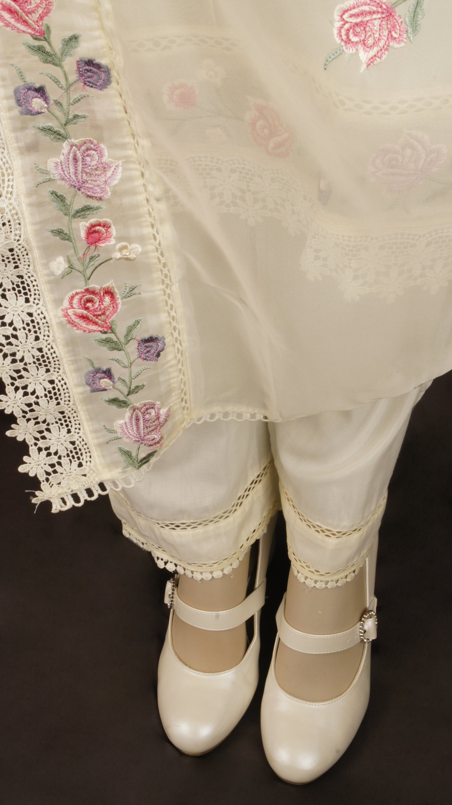 Elegant Embroidered Organza Silk 3-Piece Suit