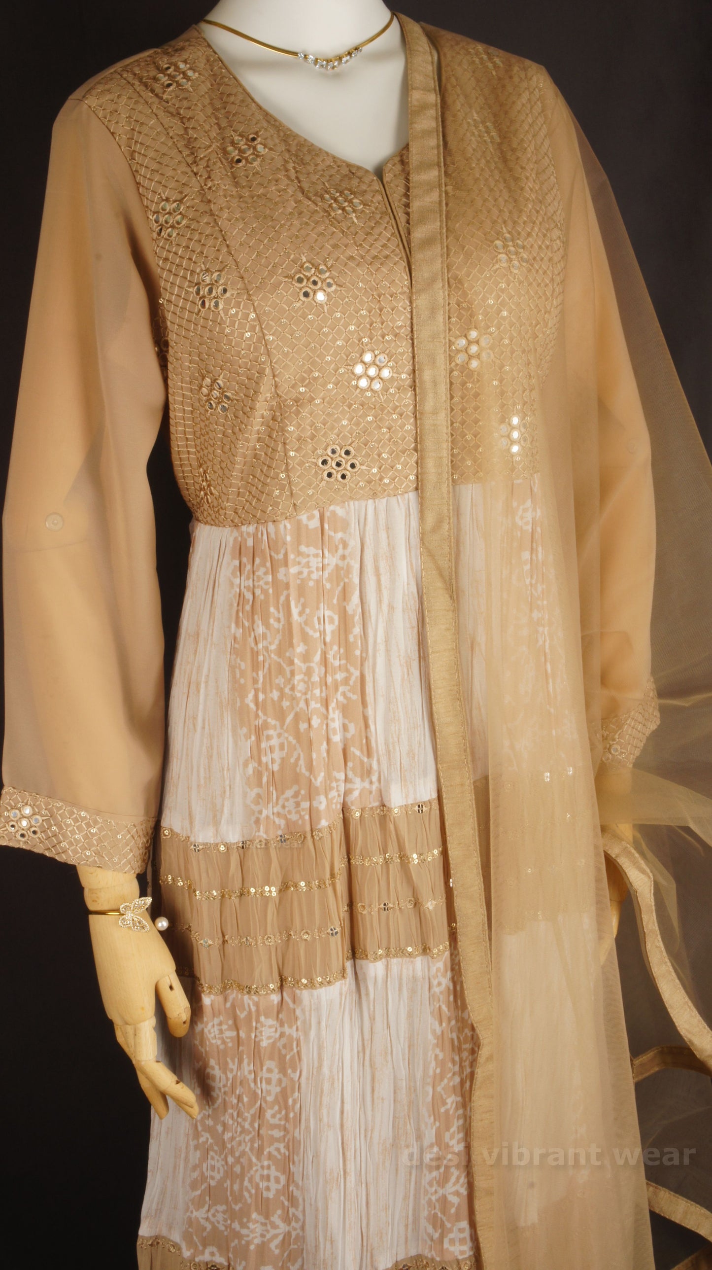 Classic Beige Georgette Embroidered Anarkali