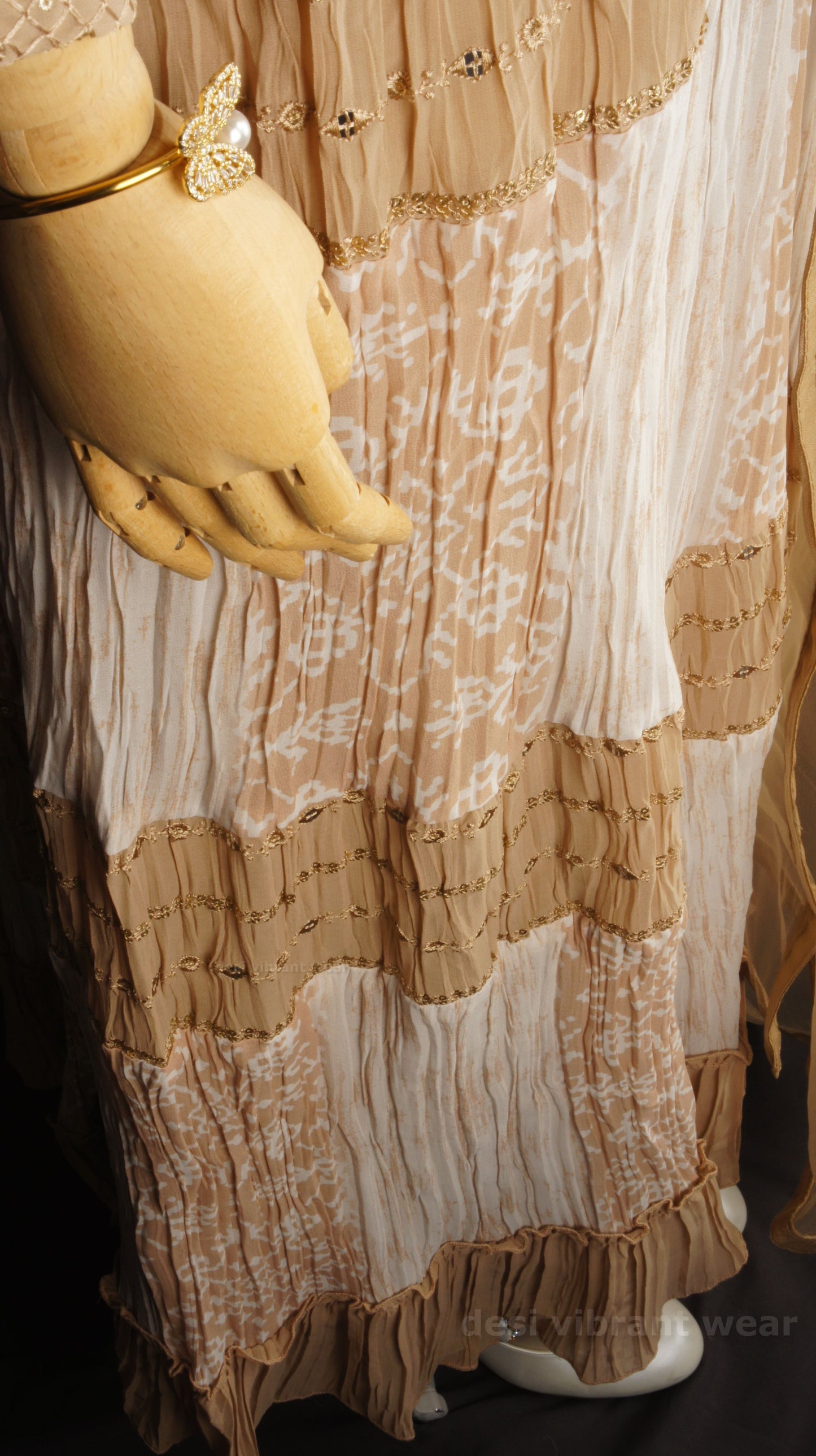 Classic Beige Georgette Embroidered Anarkali