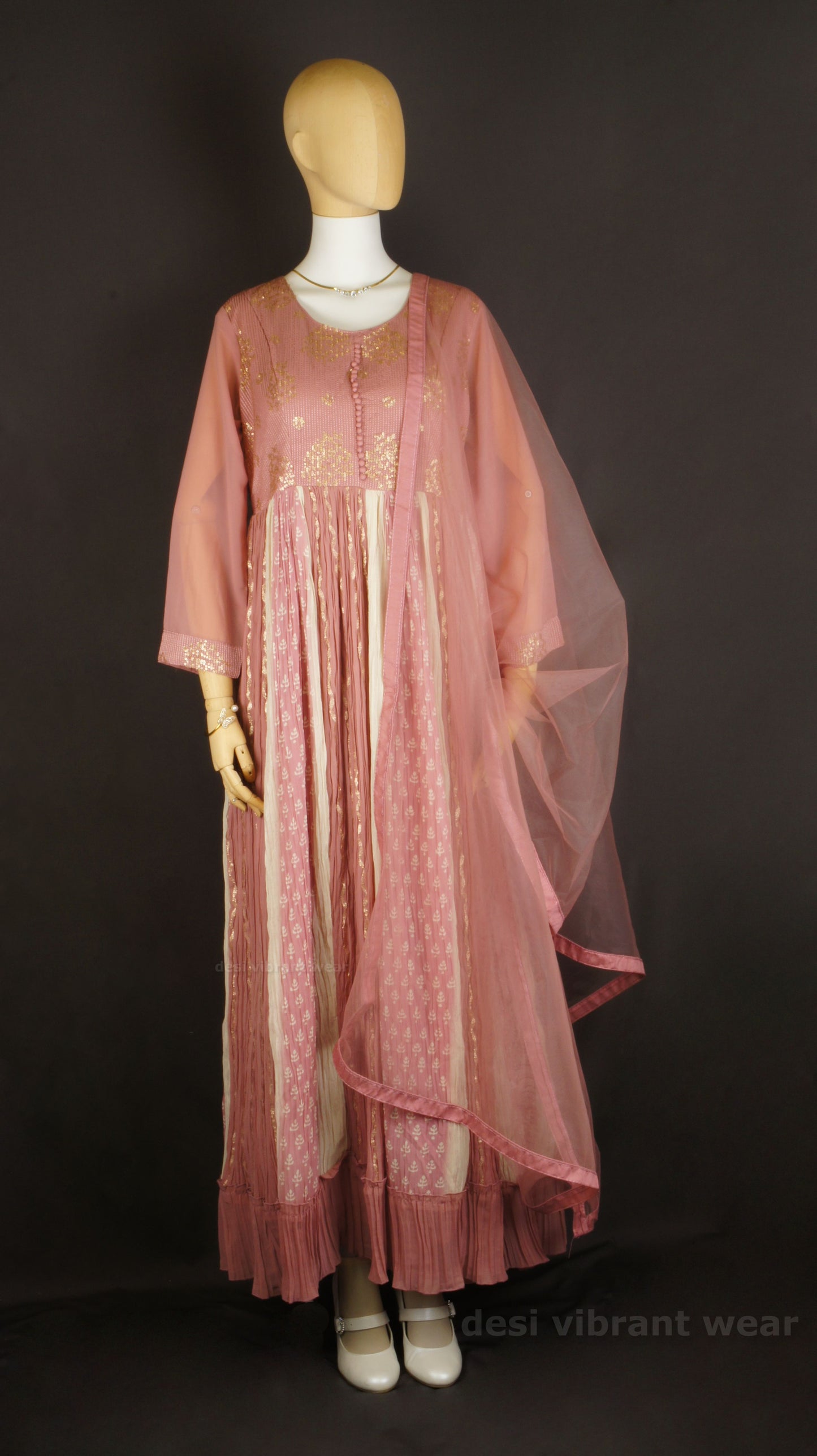 Blush Pink Georgette Embroidered Anarkali