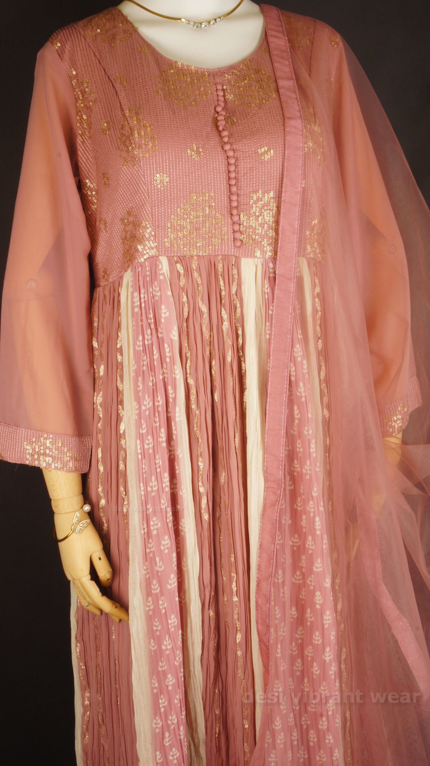 Blush Pink Georgette Embroidered Anarkali