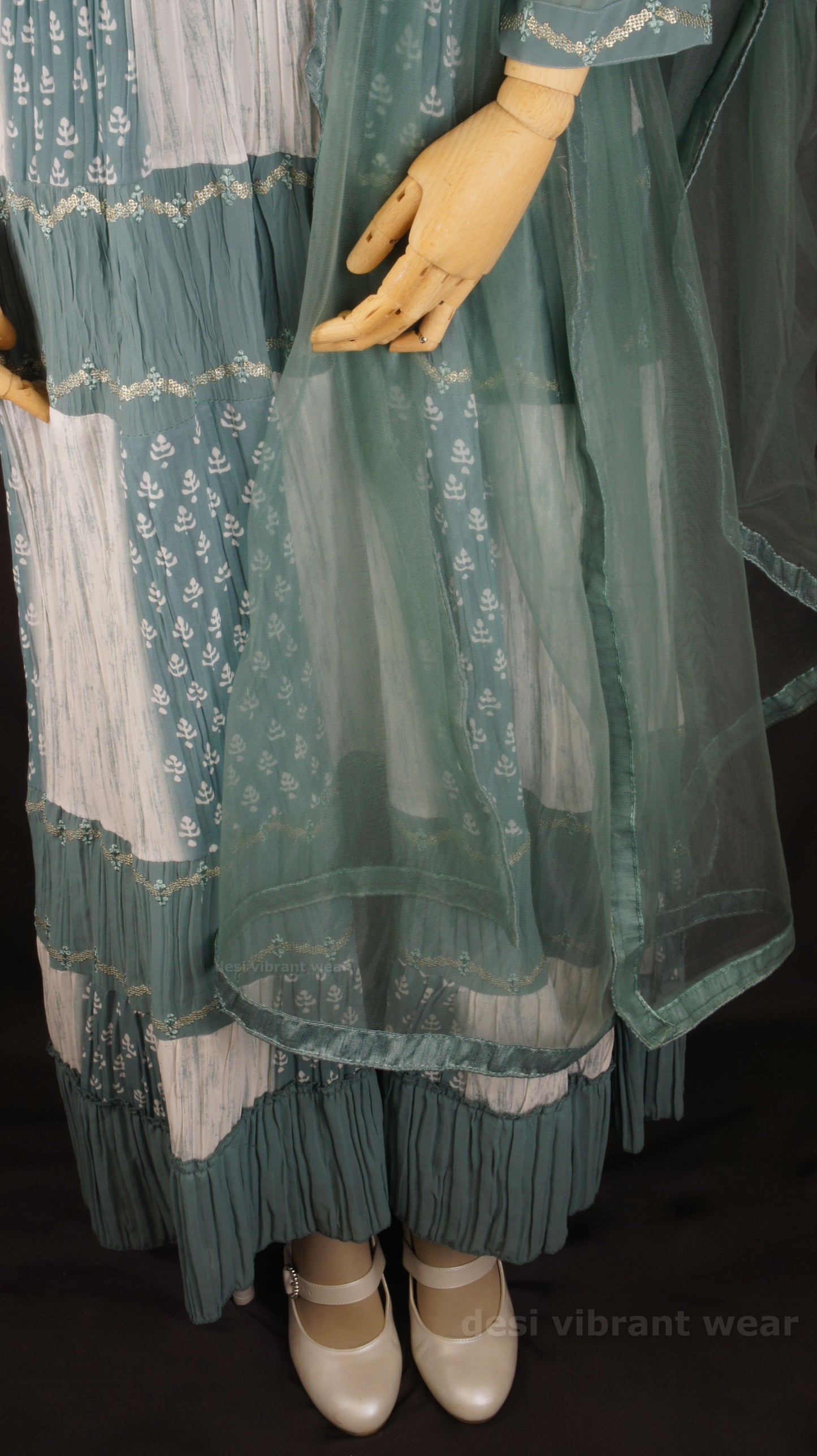 Elegant Teal Georgette Embroidered Anarkali