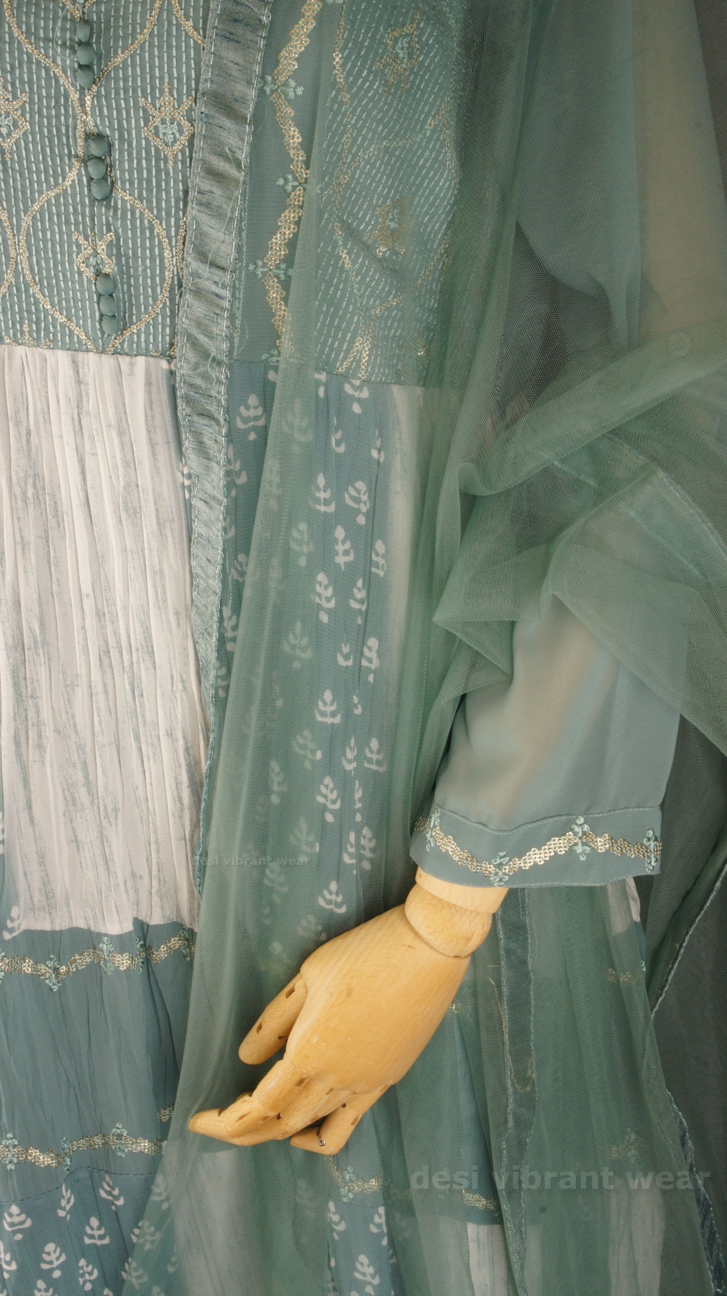 Elegant Teal Georgette Embroidered Anarkali