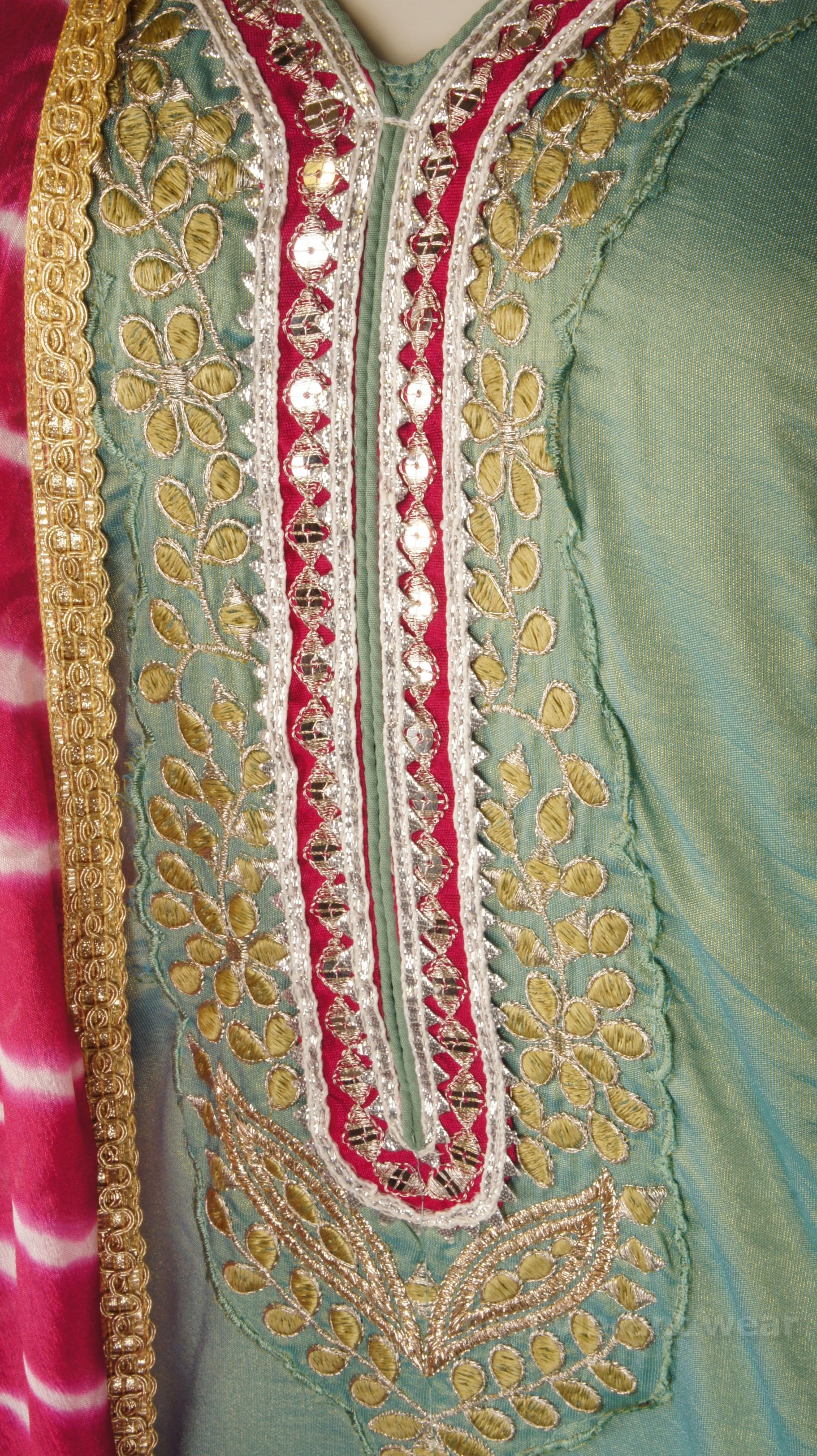 Aqua Green Simar Organza Silk Ensemble
