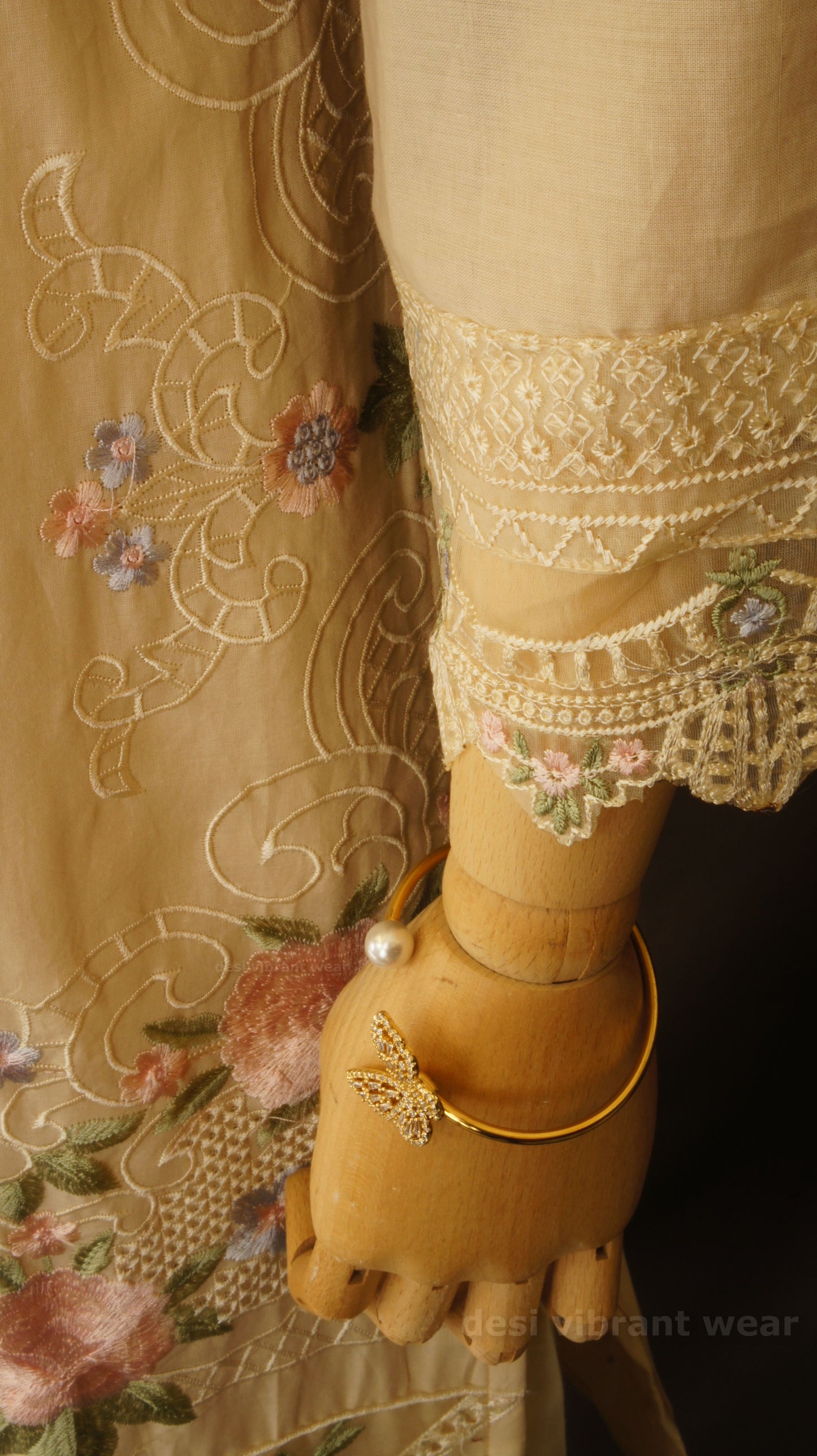 Graceful Beige Embroidered Lawn Suit
