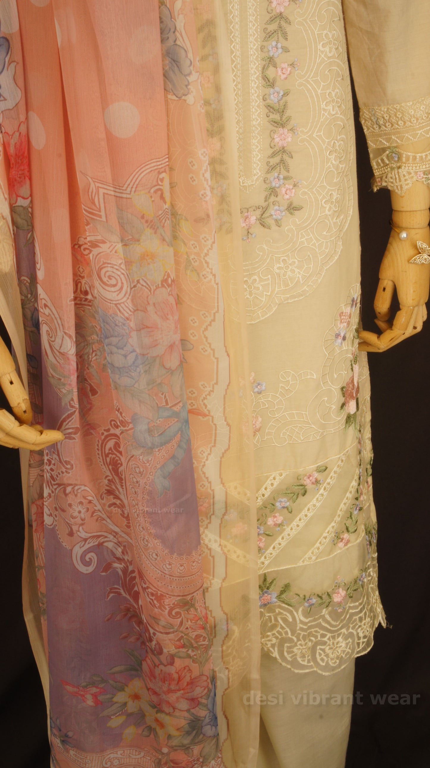 Graceful Beige Embroidered Lawn Suit