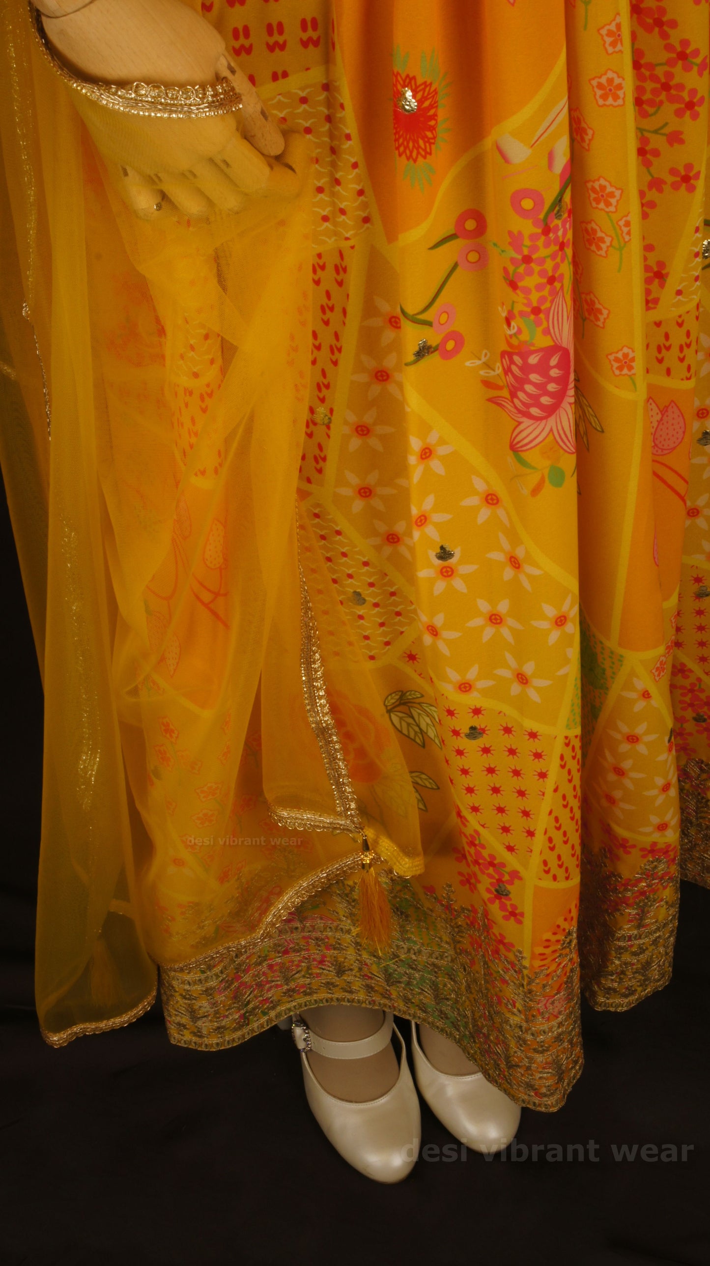 Sunshine Yellow Embroidered Georgette Anarkali