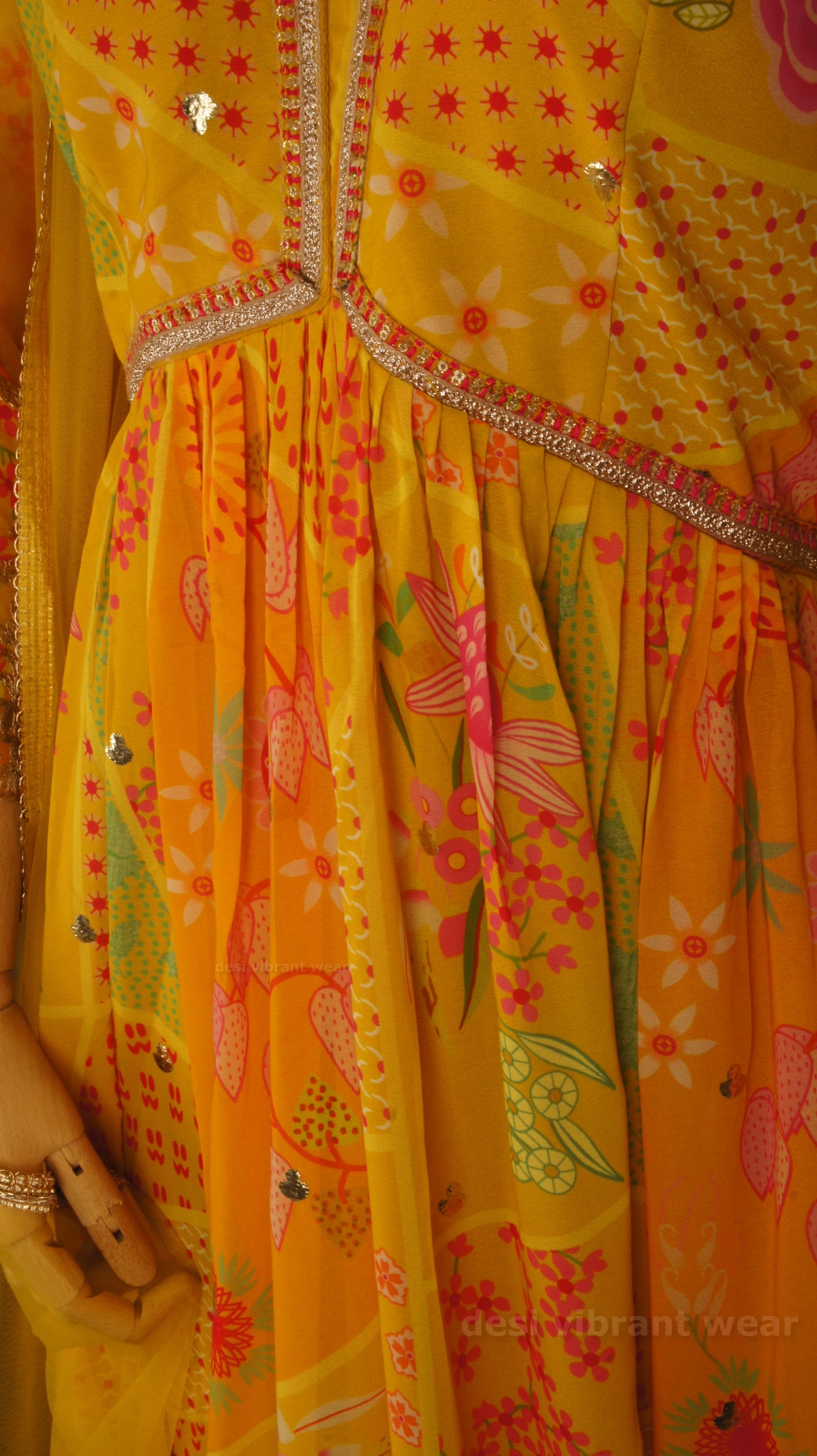 Sunshine Yellow Embroidered Georgette Anarkali