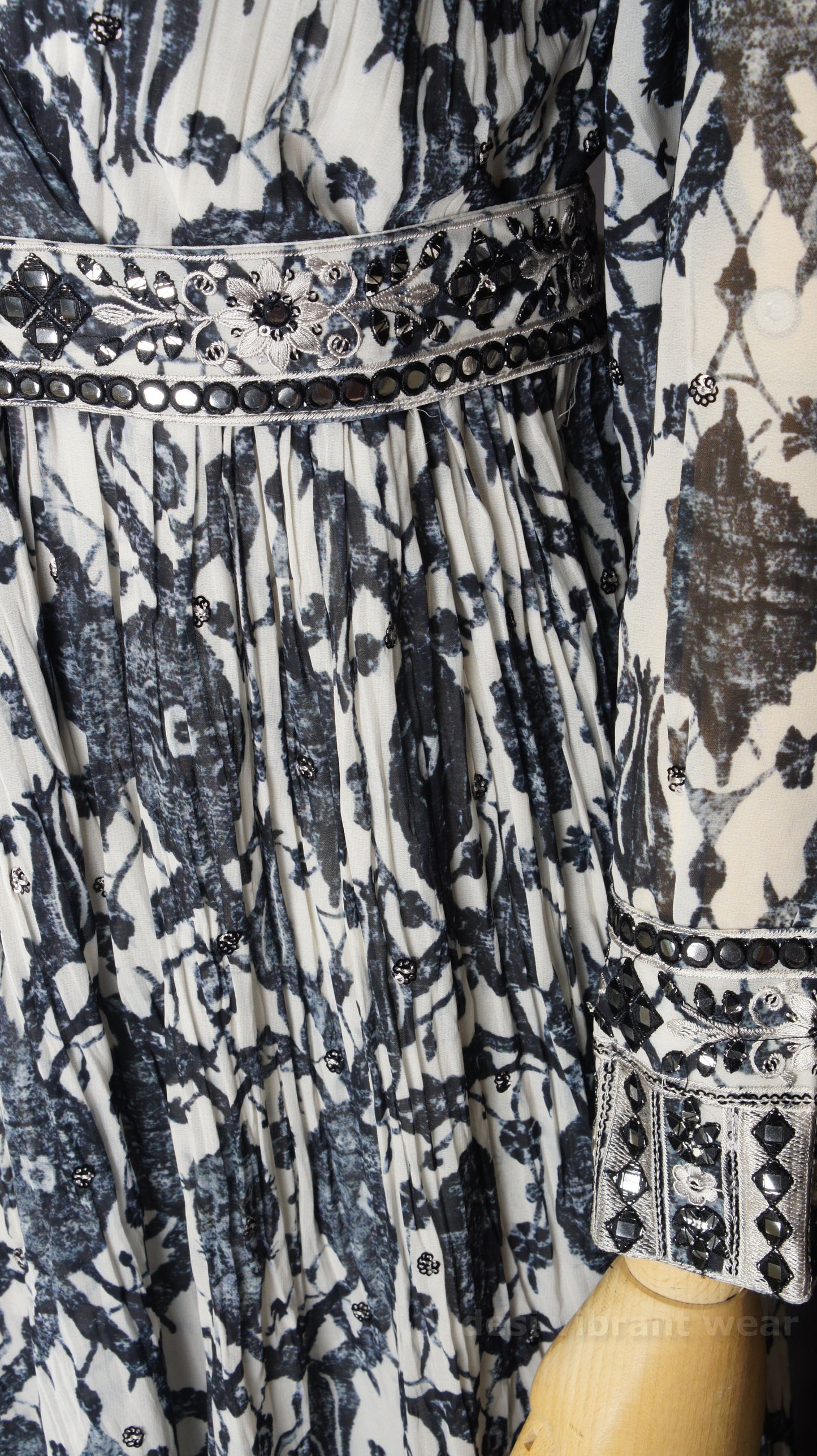 Black and Ivory Anarkali Gown