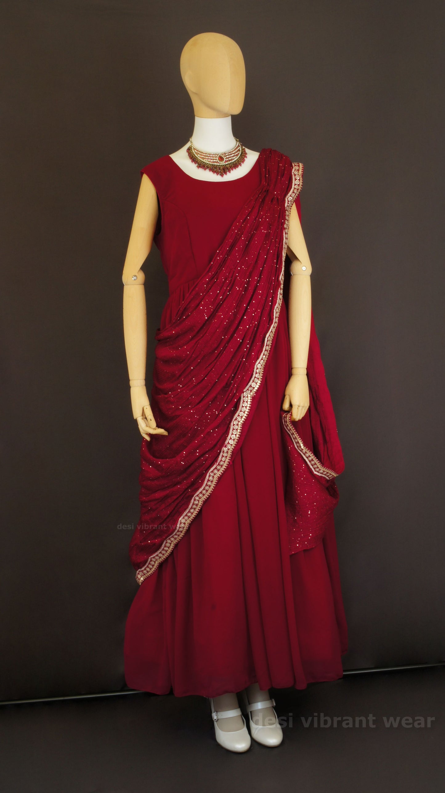 Royal Embroidered Gown Set with Dupatta