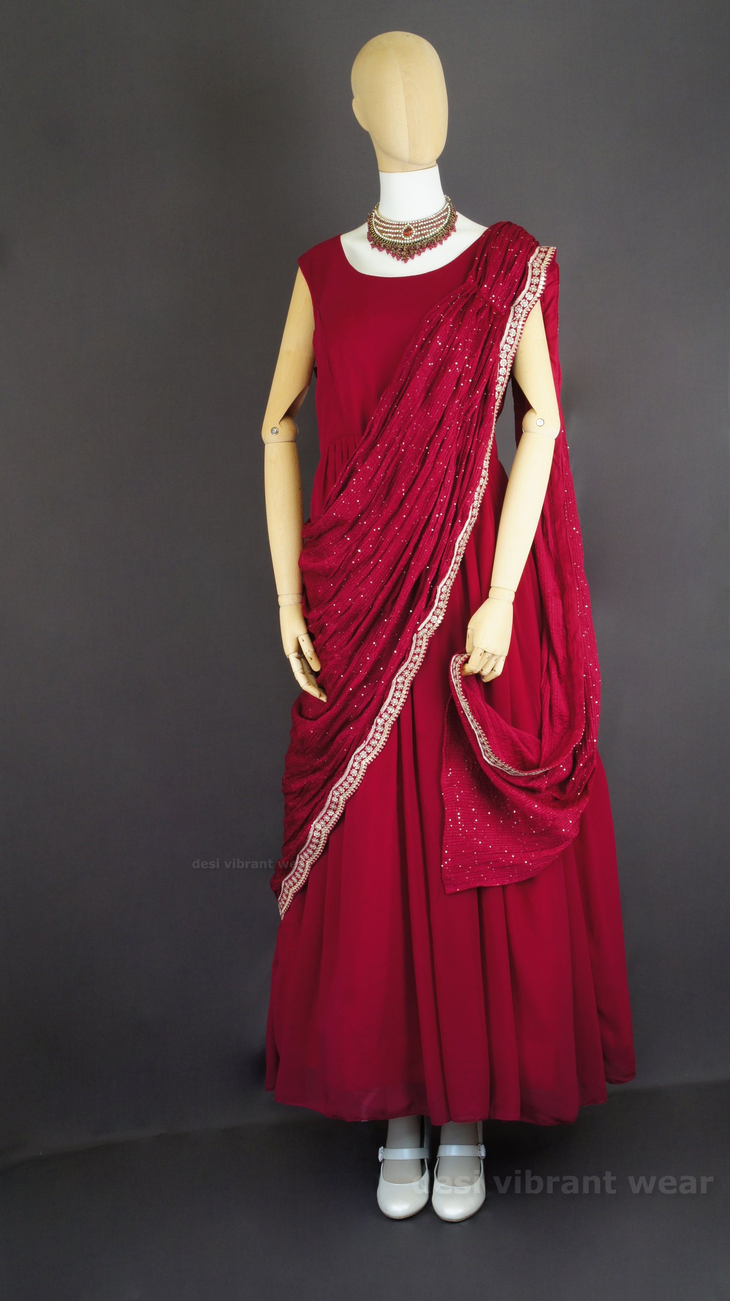Royal Embroidered Gown Set with Dupatta