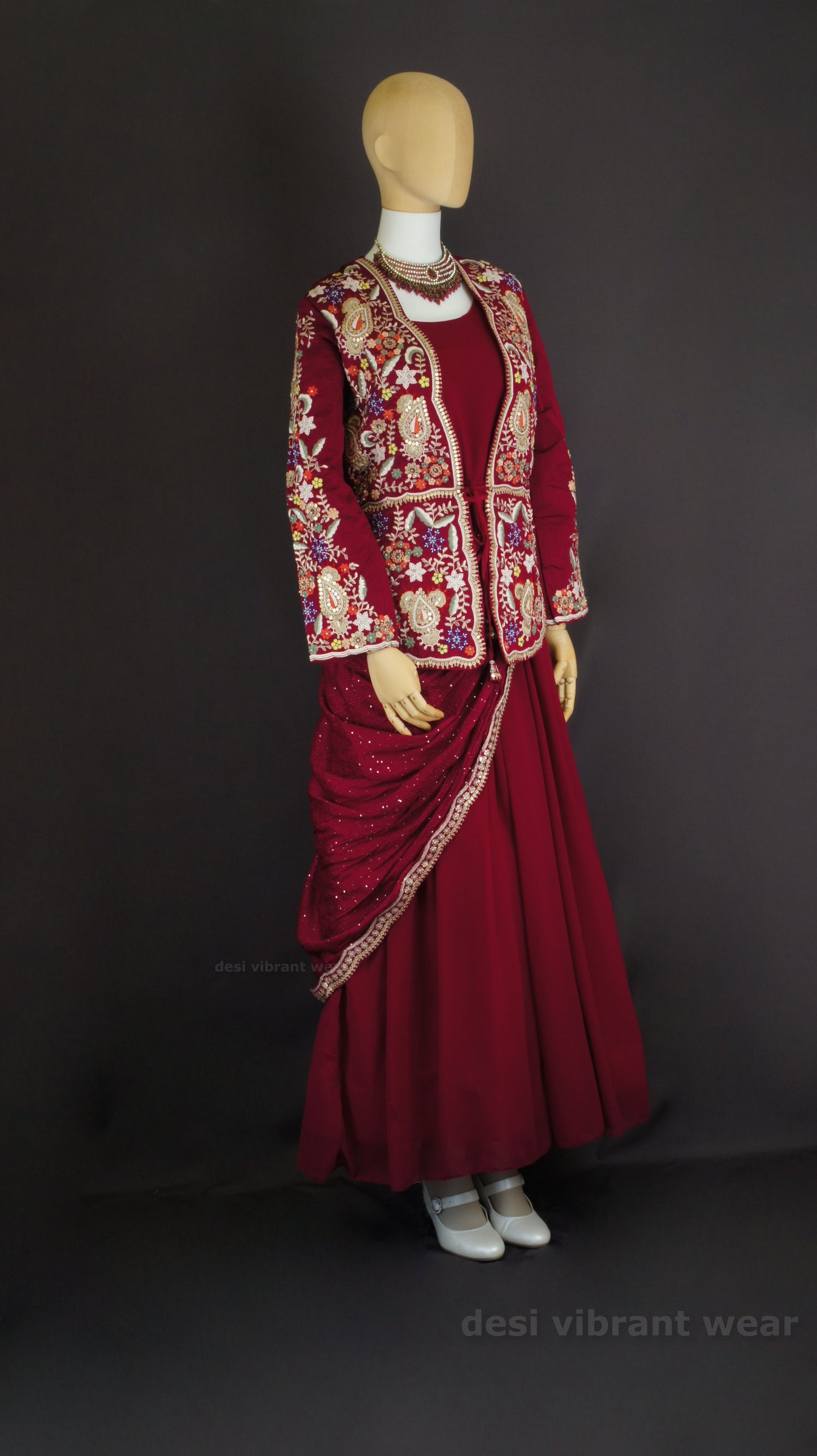 Royal Embroidered Gown Set with Dupatta