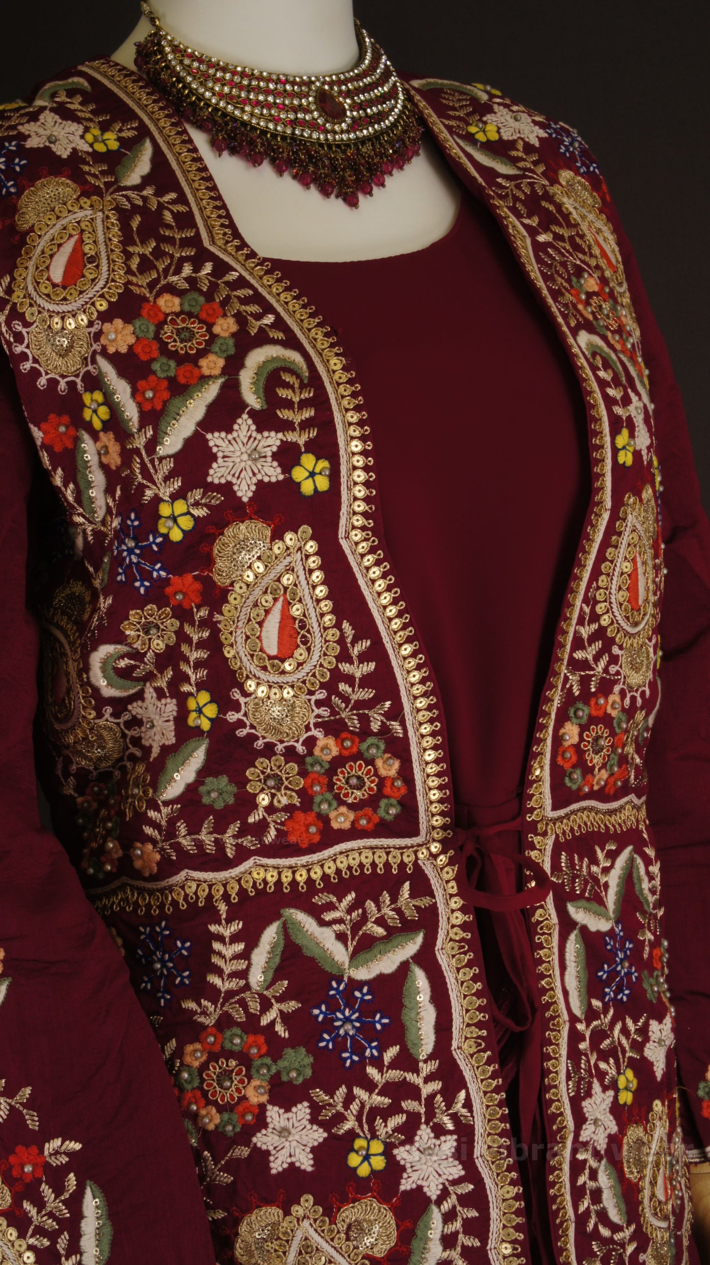 Royal Embroidered Gown Set with Dupatta