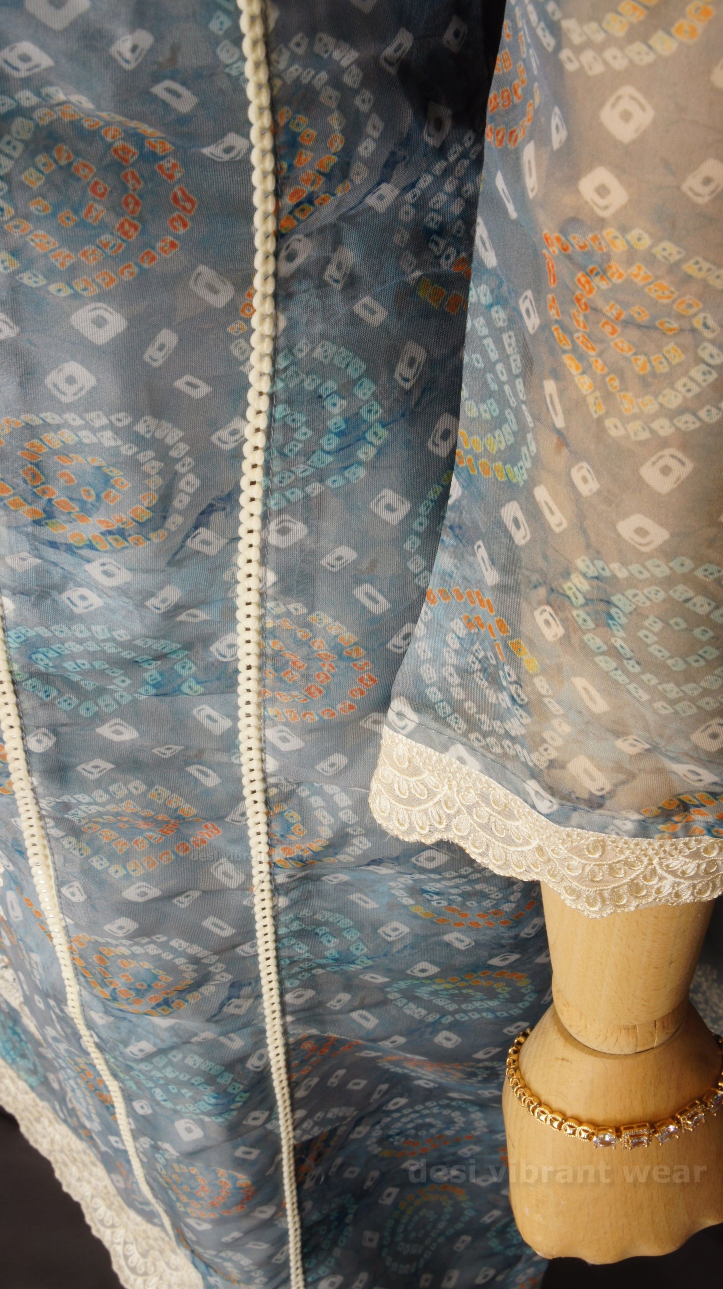 Graceful Blue Organza Silk Suit