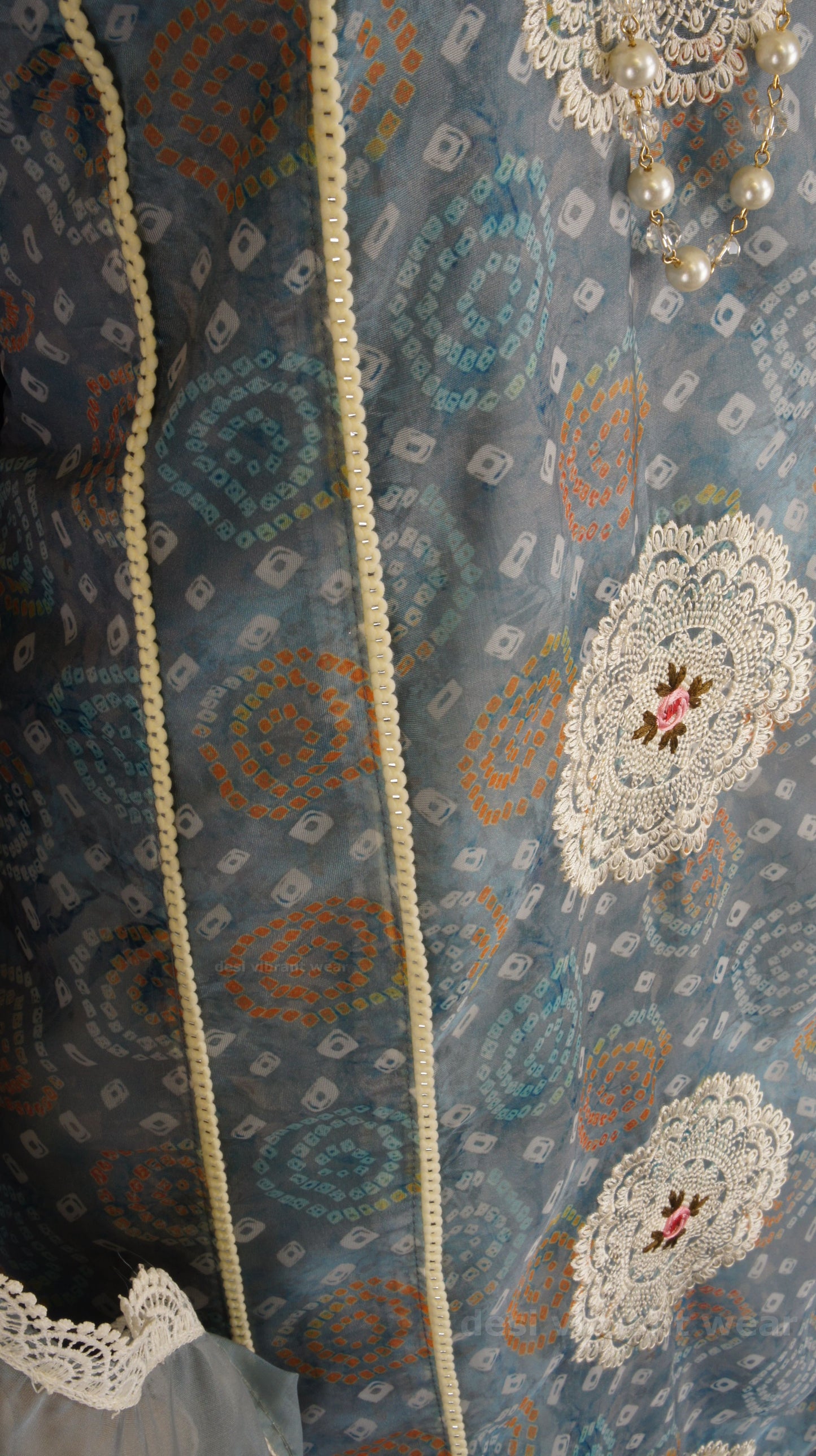 Graceful Blue Organza Silk Suit