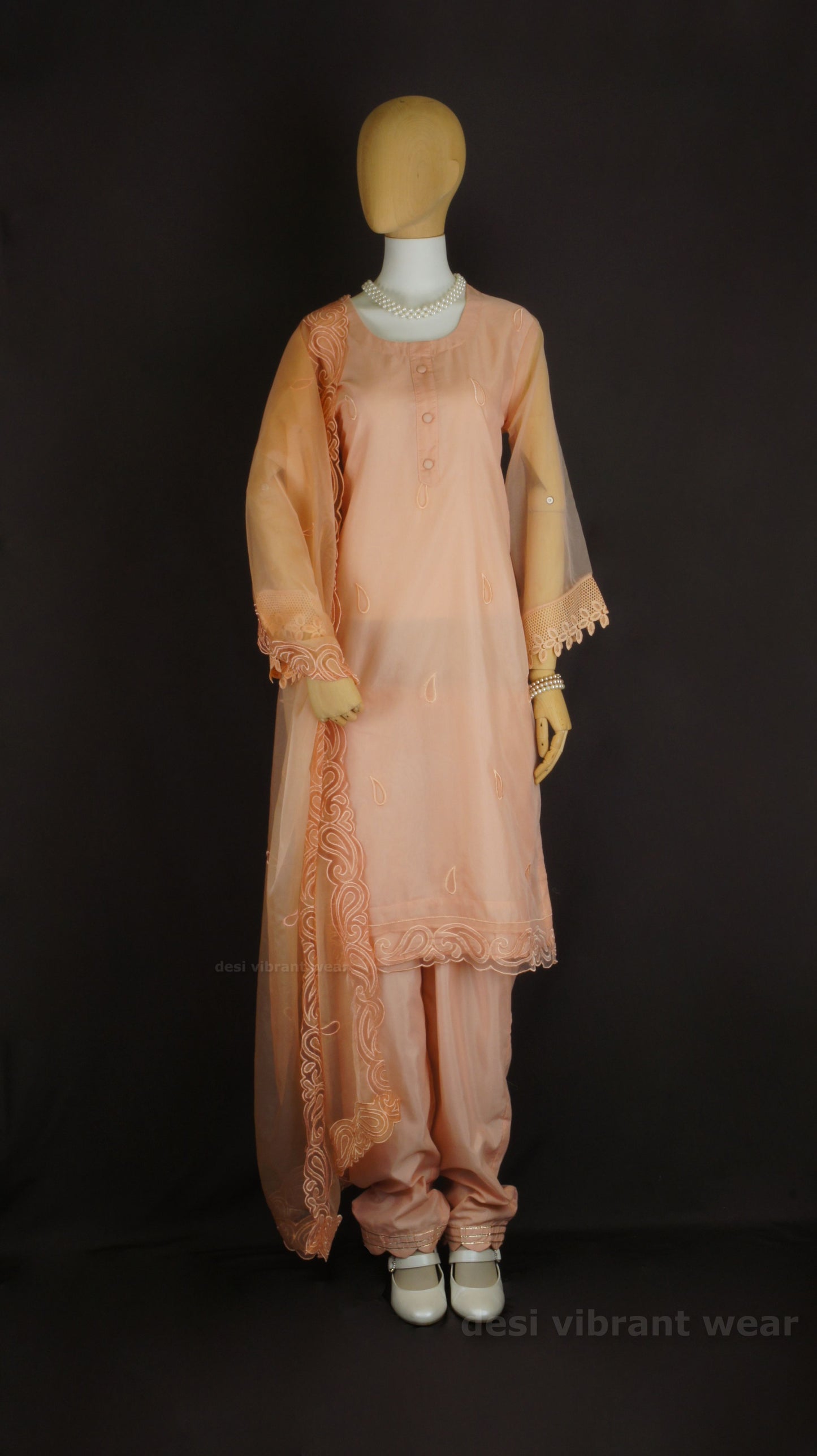 Soft Peach Organza Silk Suit