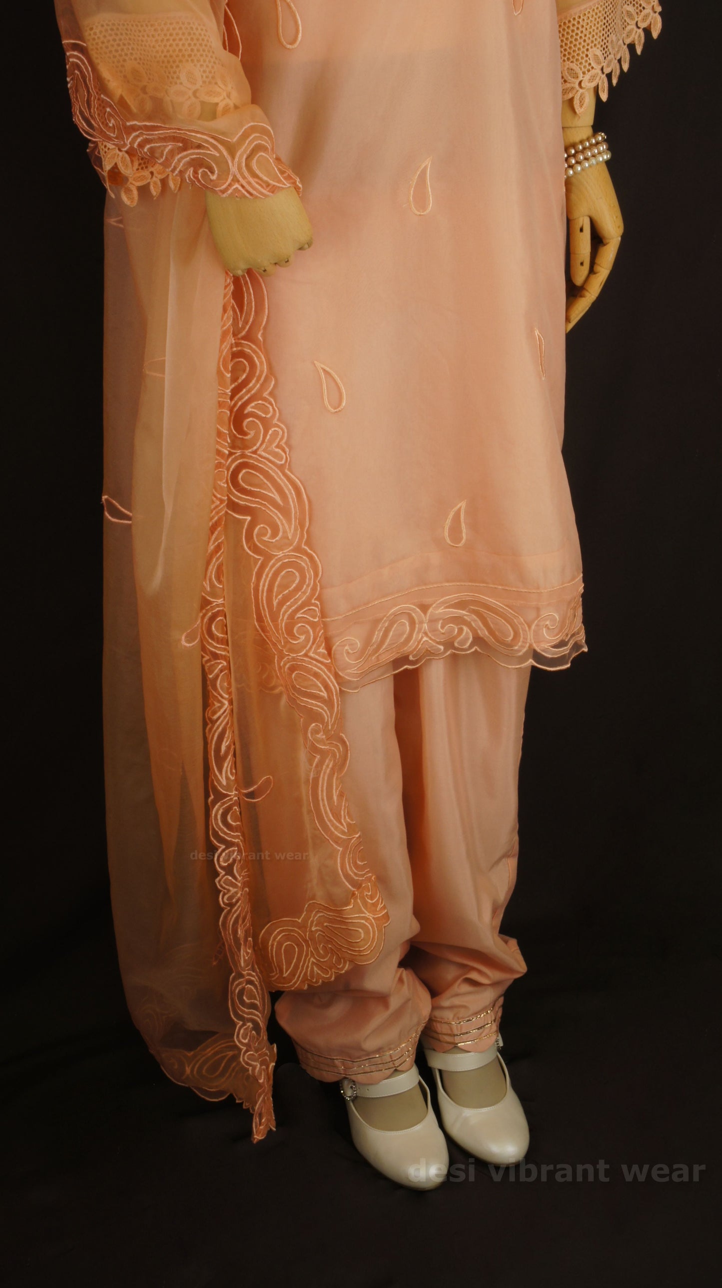 Soft Peach Organza Silk Suit
