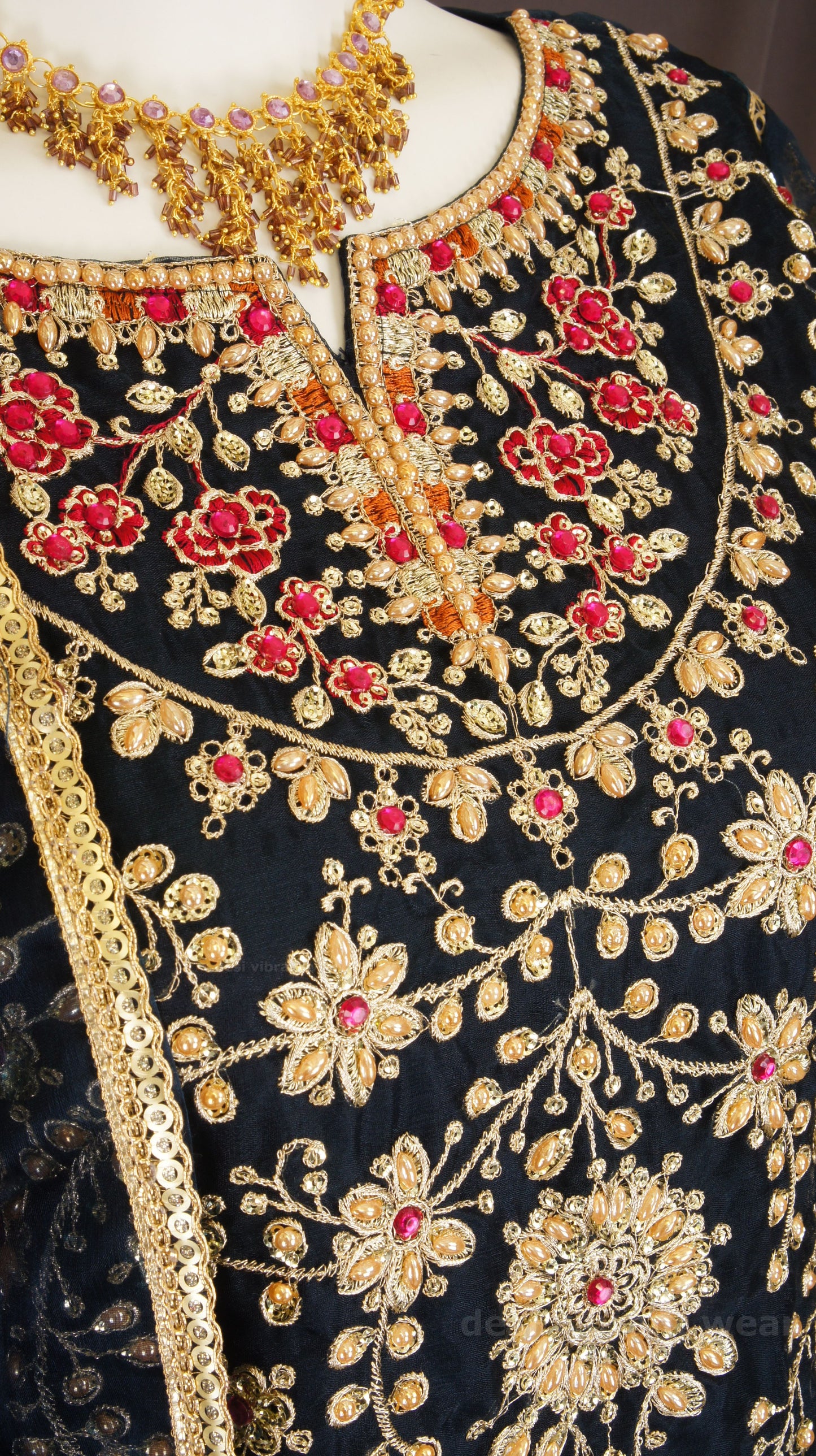 Royal Navy Blue Embroidered Sharara