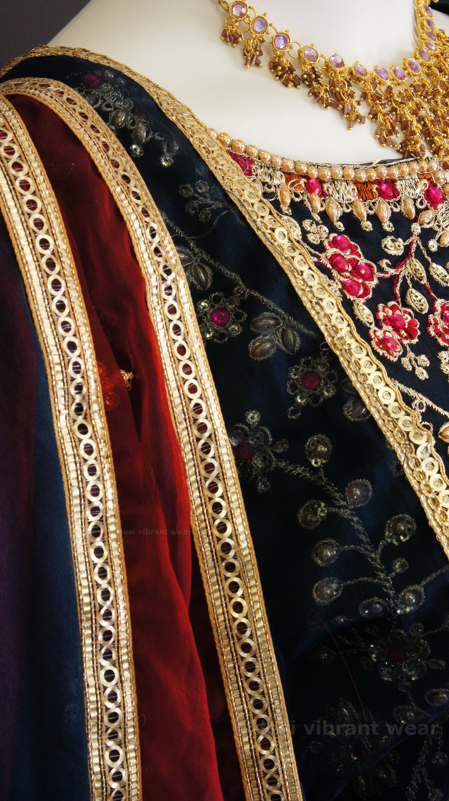 Royal Navy Blue Embroidered Sharara