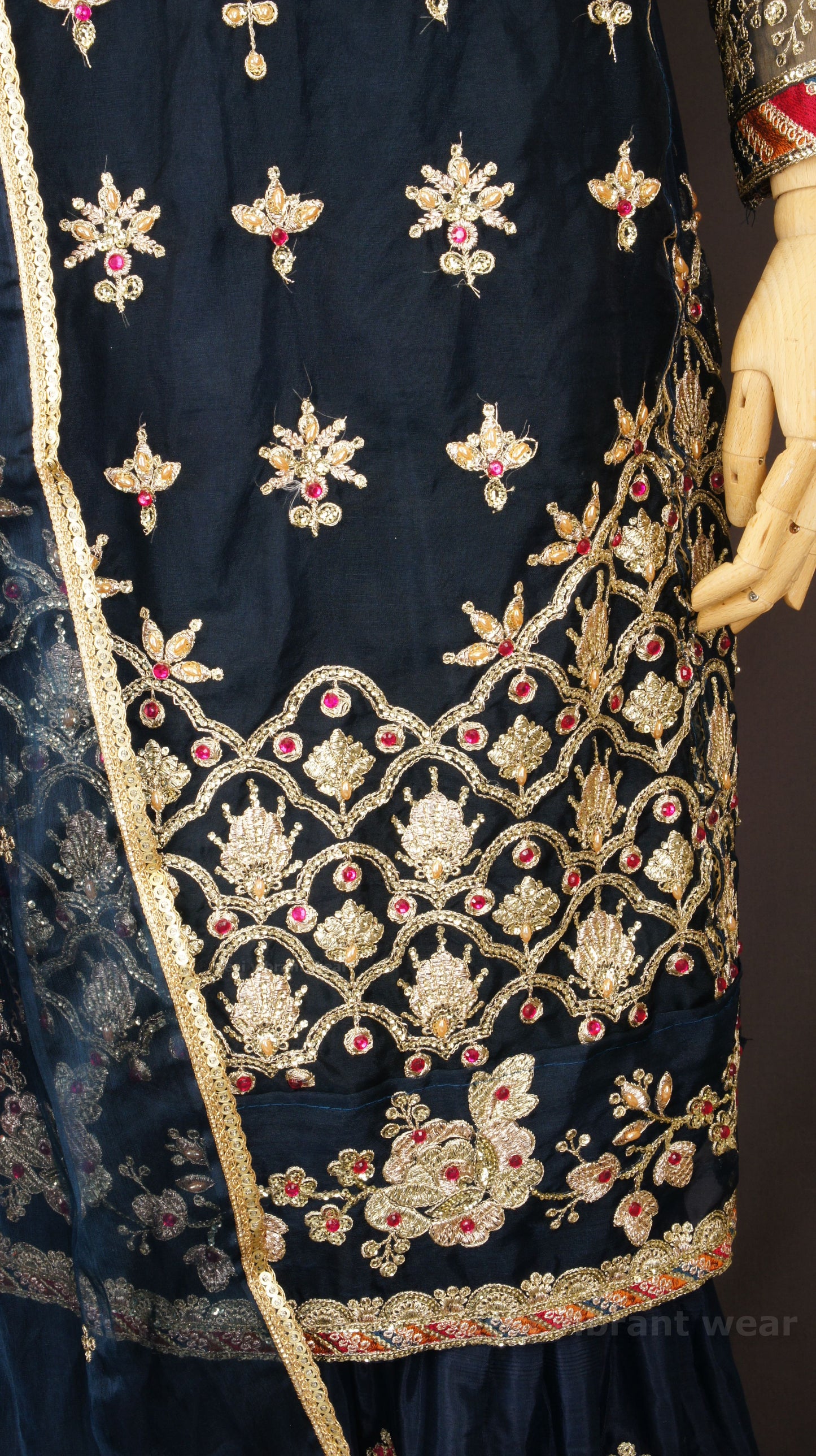 Royal Navy Blue Embroidered Sharara