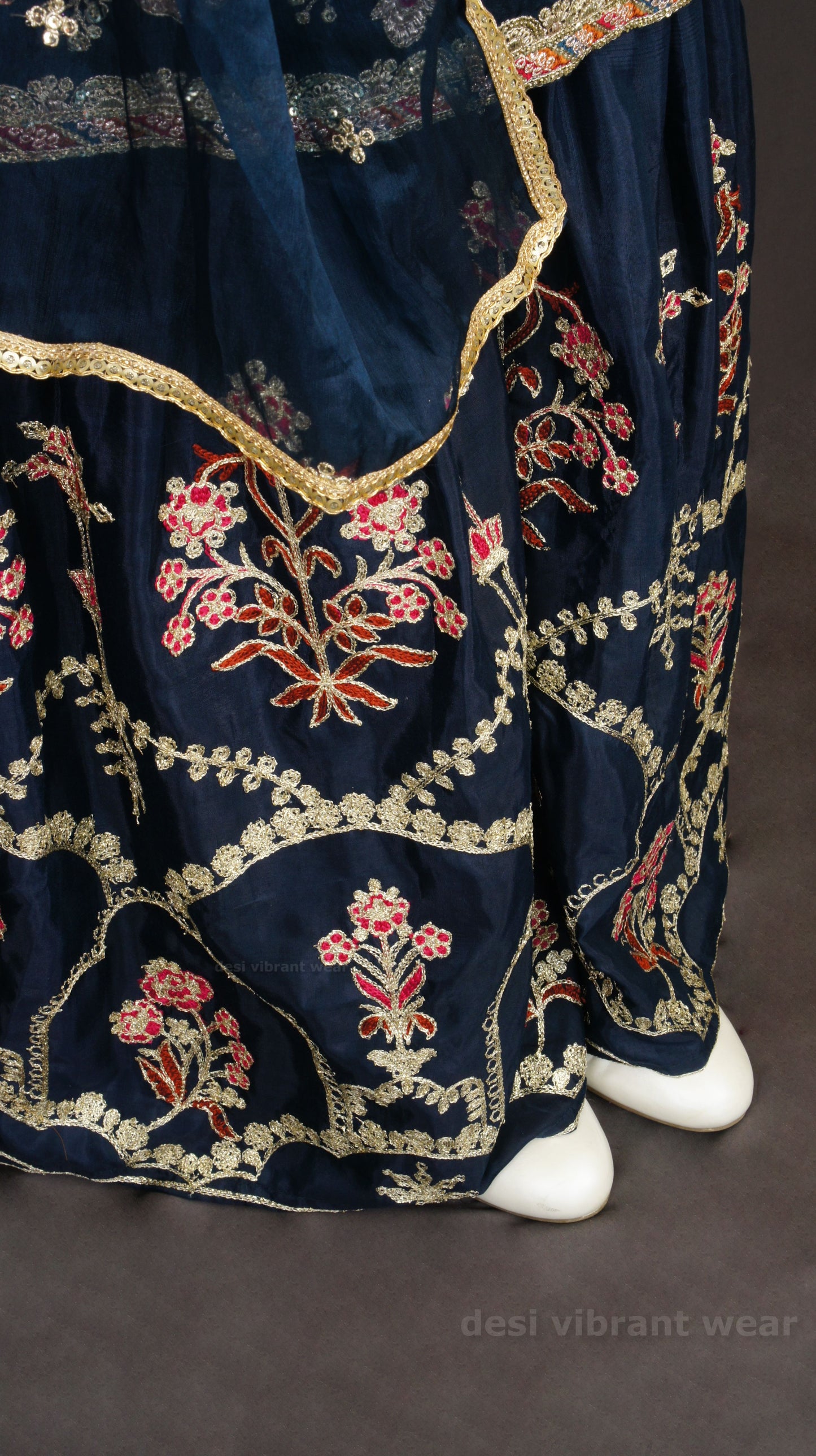 Royal Navy Blue Embroidered Sharara