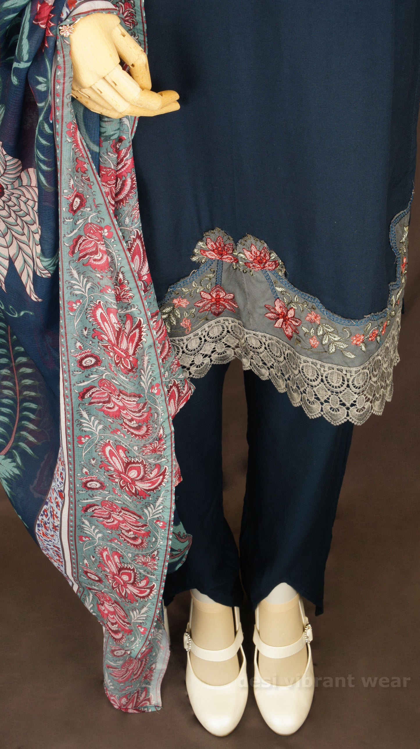 Navy Blue Rayon Cotton Suit