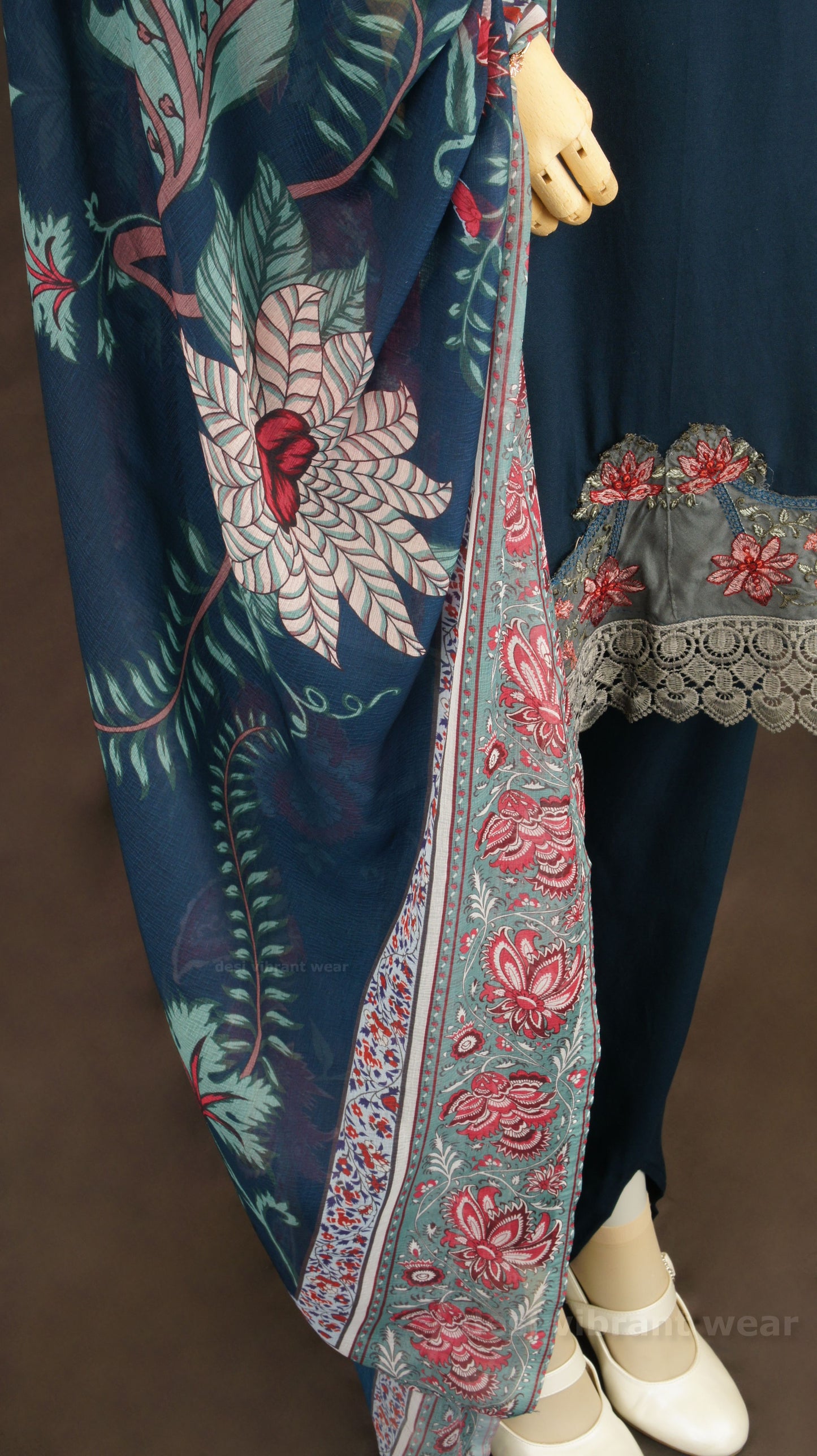 Navy Blue Rayon Cotton Suit