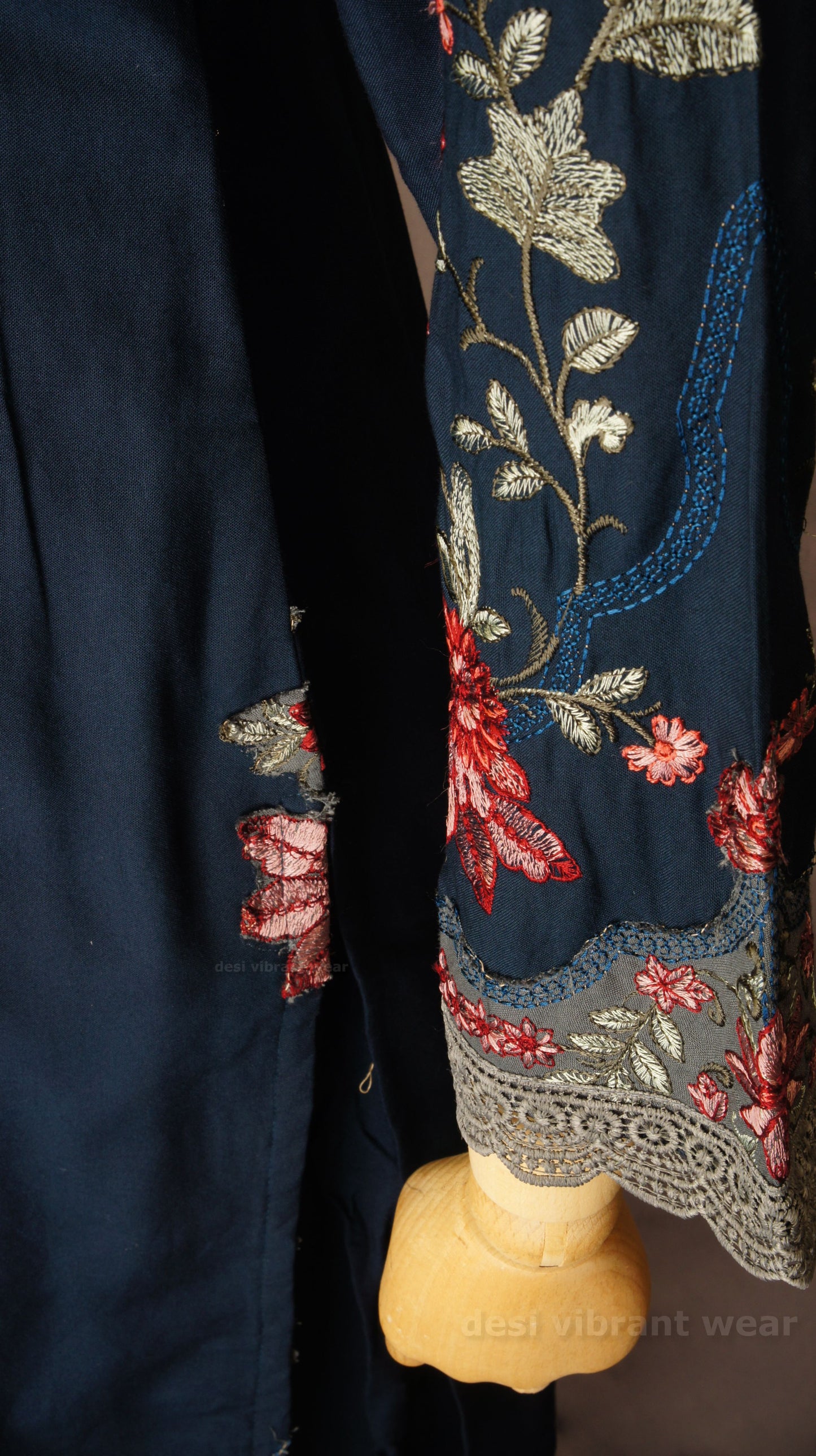 Navy Blue Rayon Cotton Suit
