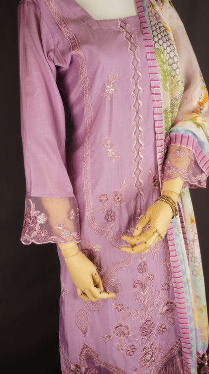 Graceful Mauve Muslin Ensemble