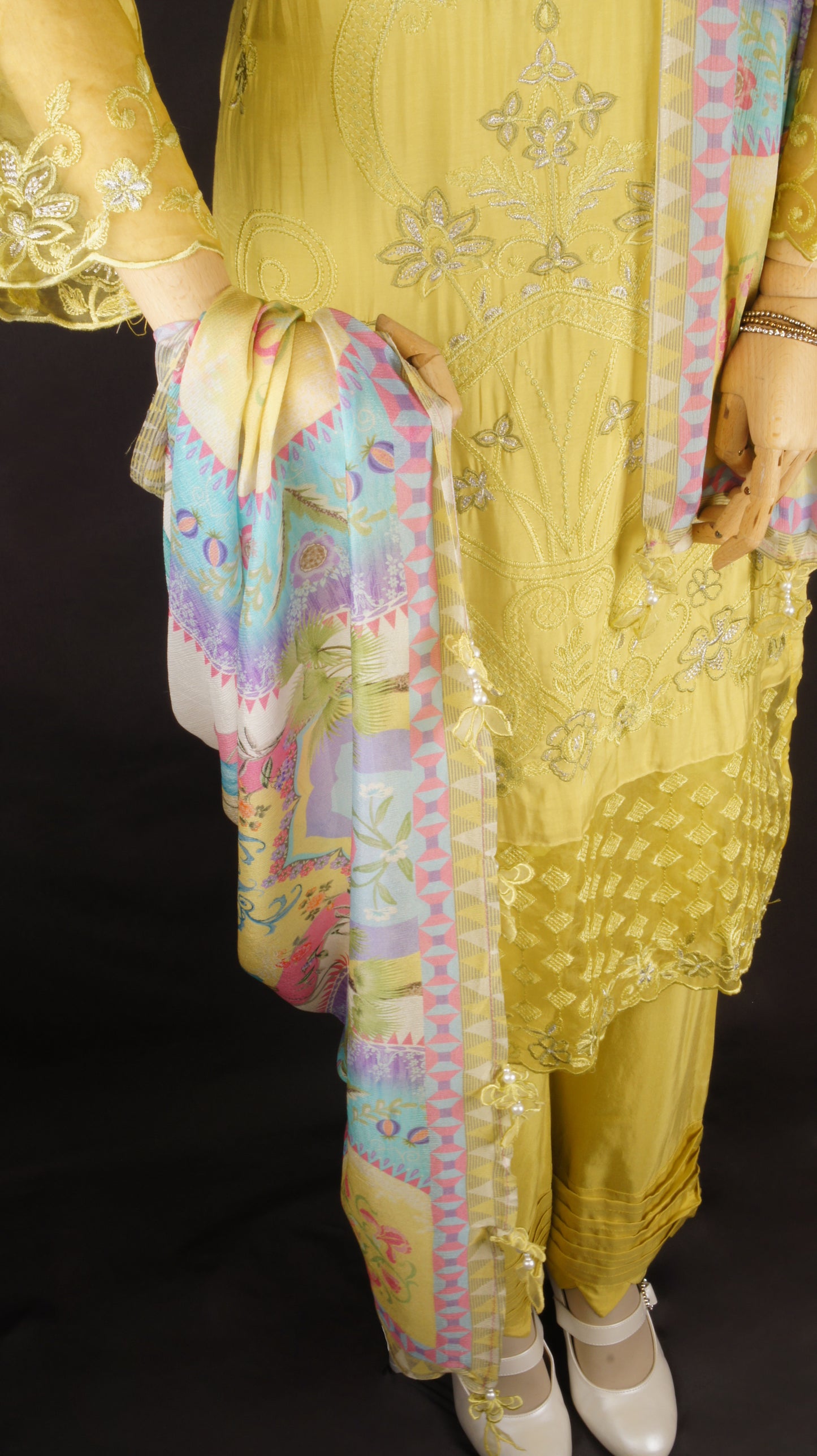 Elegant Mustard Yellow Muslin Ensemble