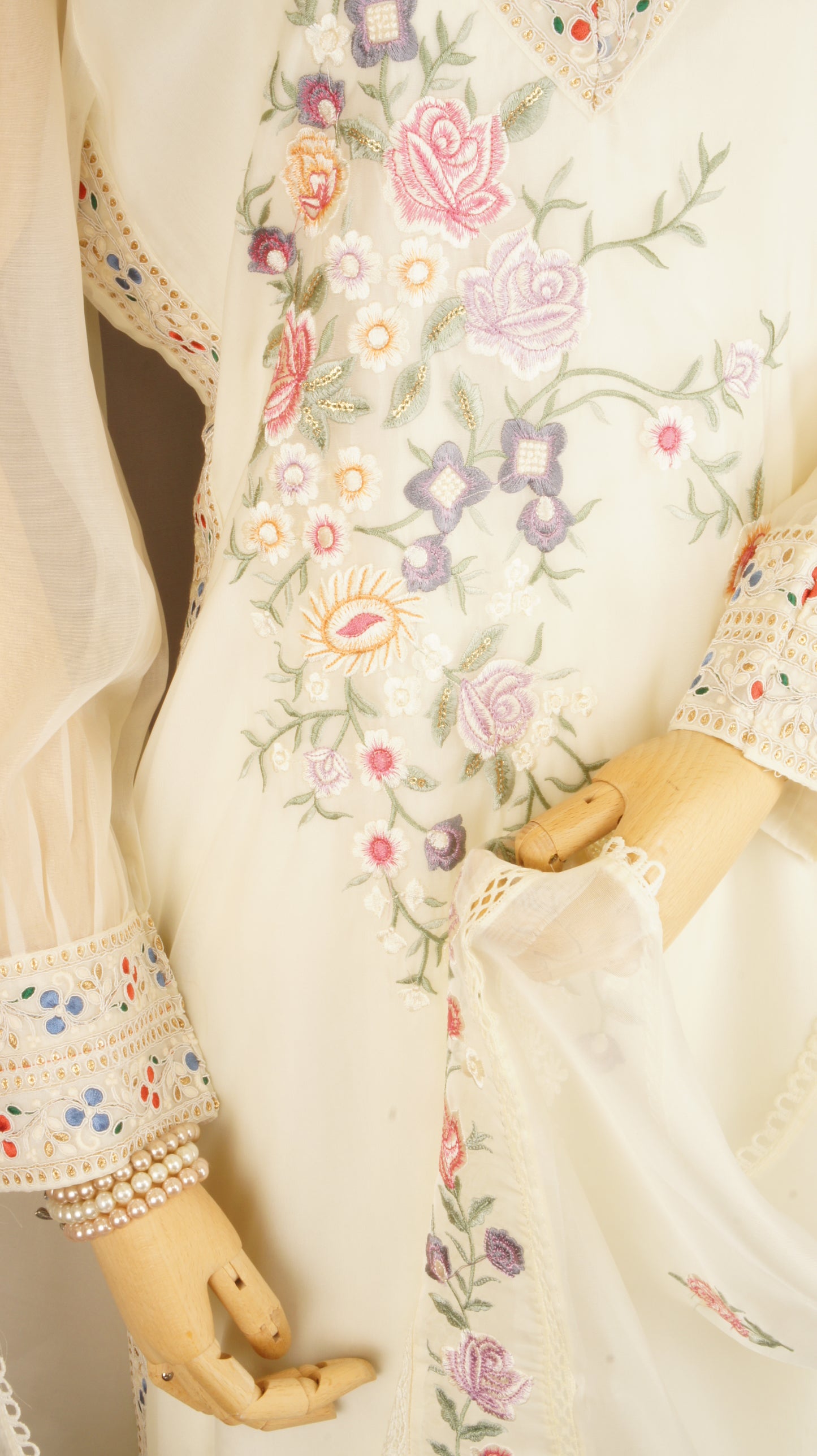 Elegant Embroidered Organza Silk 3-Piece Suit