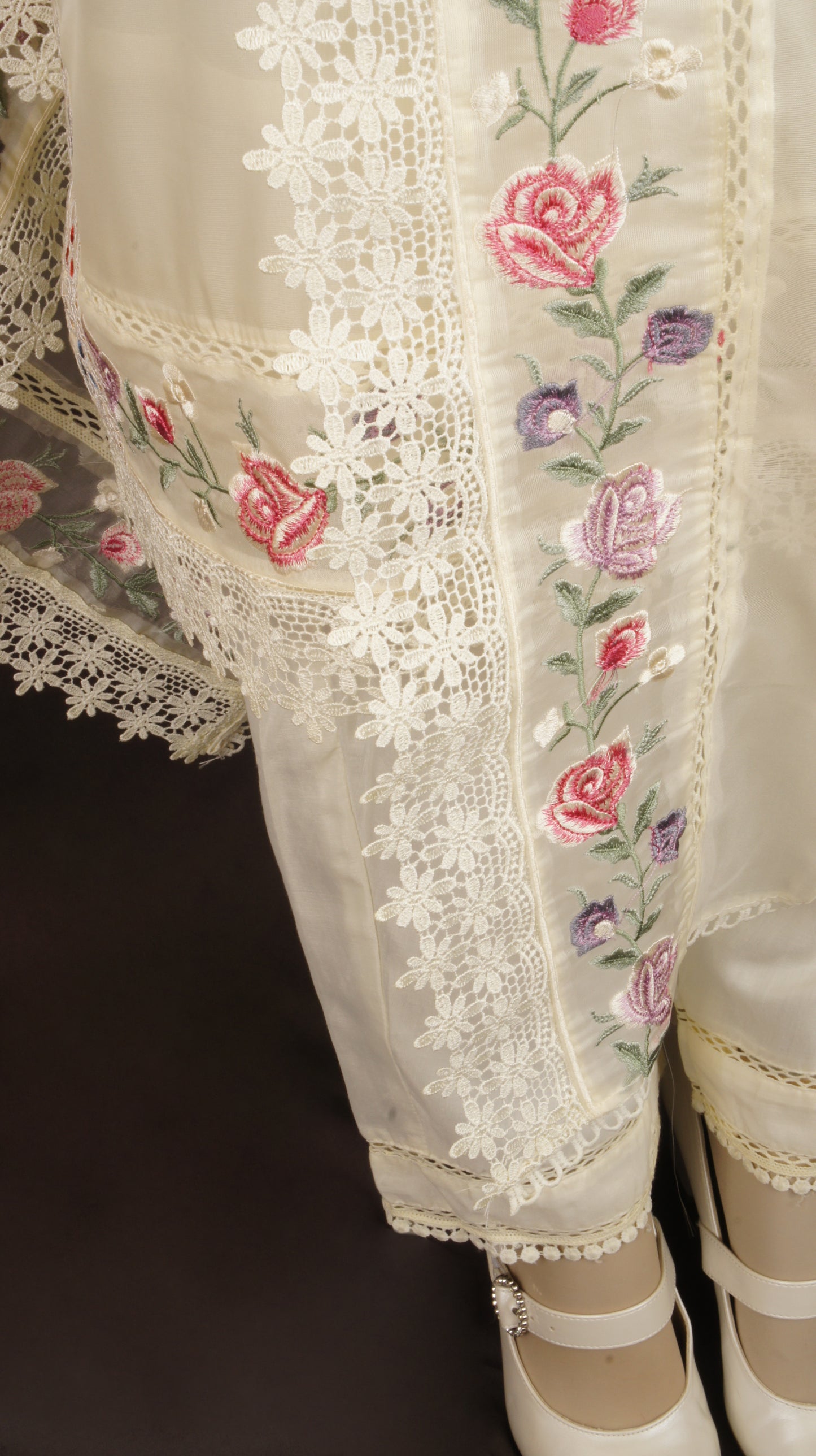 Elegant Embroidered Organza Silk 3-Piece Suit