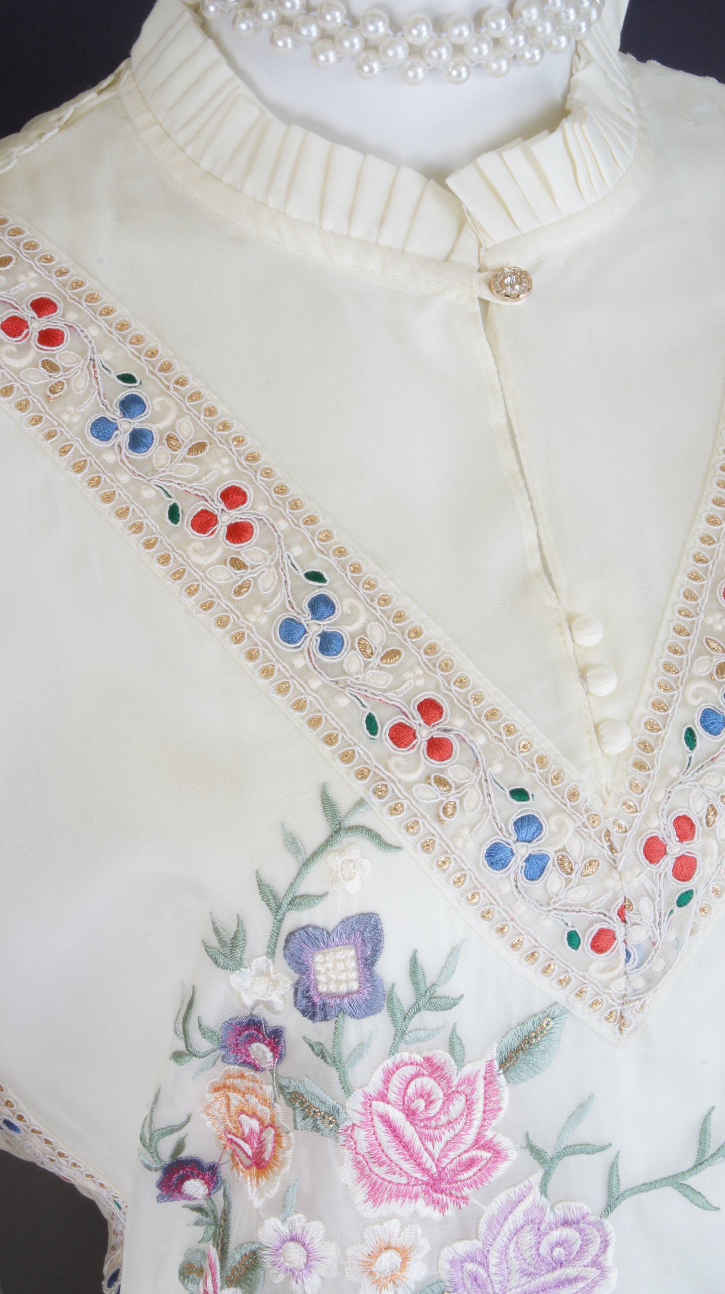 Elegant Embroidered Organza Silk 3-Piece Suit