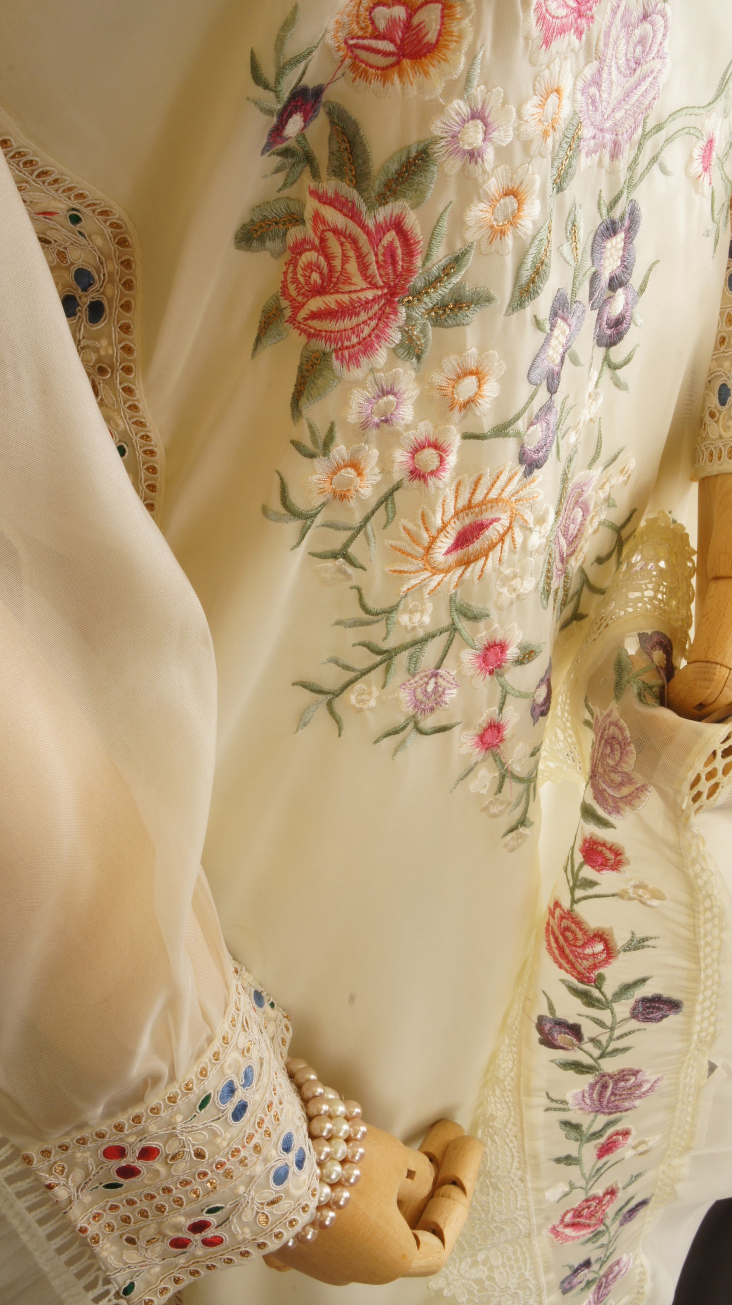 Elegant Embroidered Organza Silk 3-Piece Suit