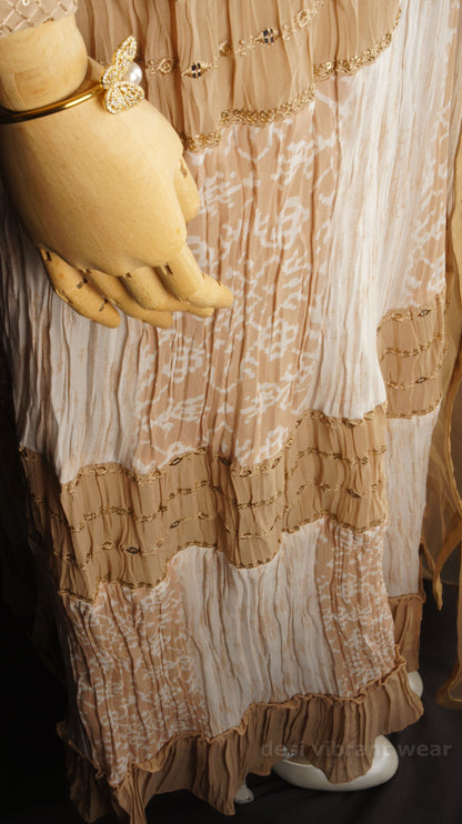 Classic Beige Georgette Embroidered Anarkali