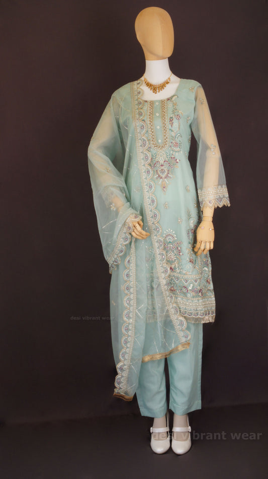 Serene Seafoam Organza Silk