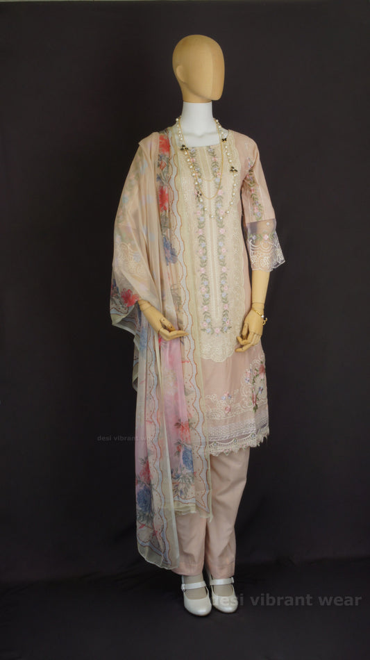 Soft Peach Embroidered Lawn Suit