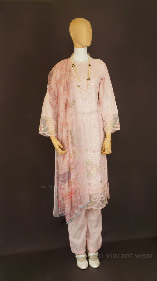 Blush Pink Embroidered Lawn Suit