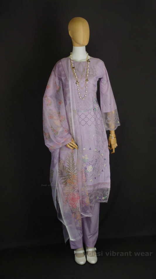 Lavender Bloom Lawn Suit