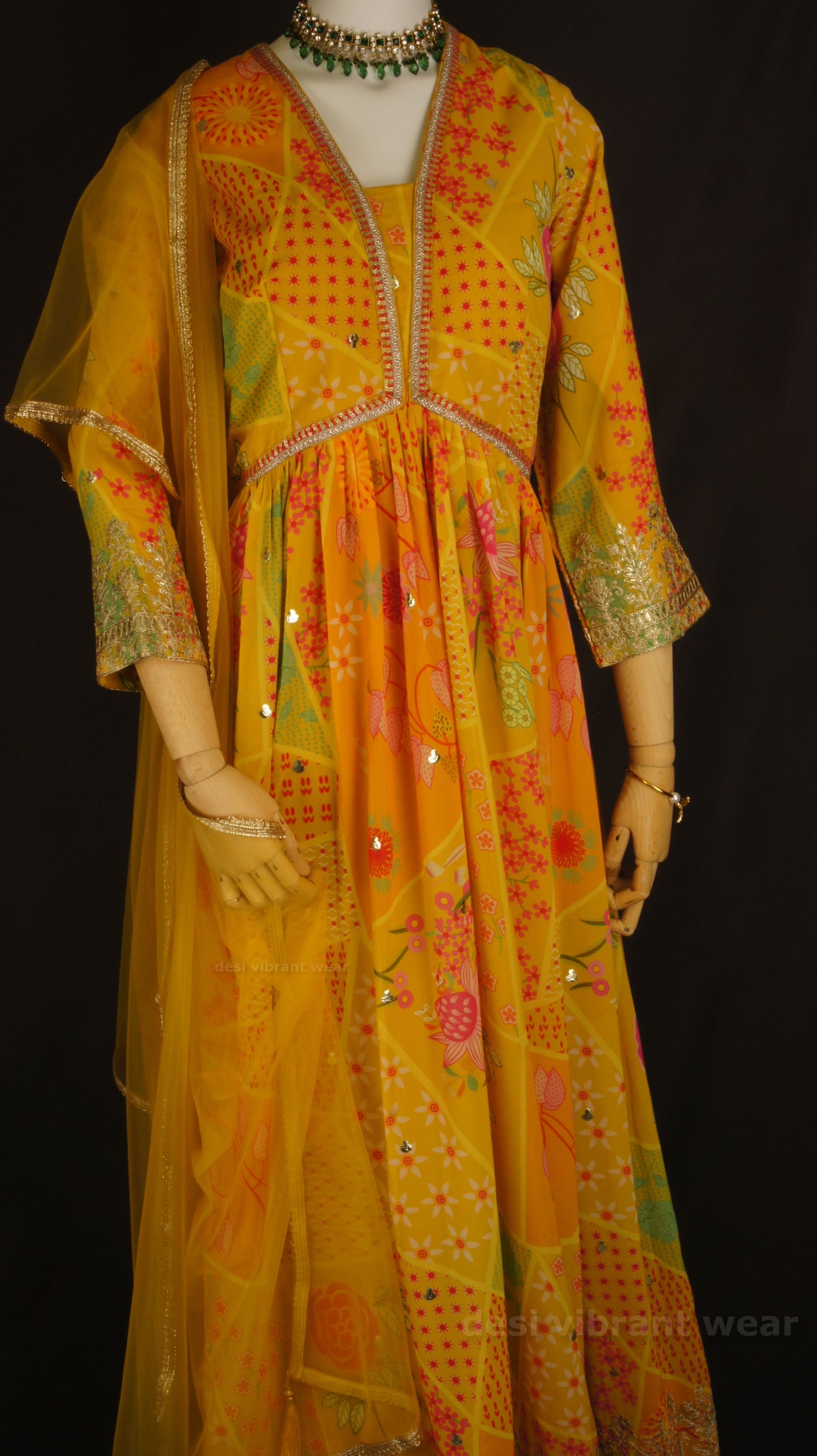 Sunshine Yellow Embroidered Georgette Anarkali